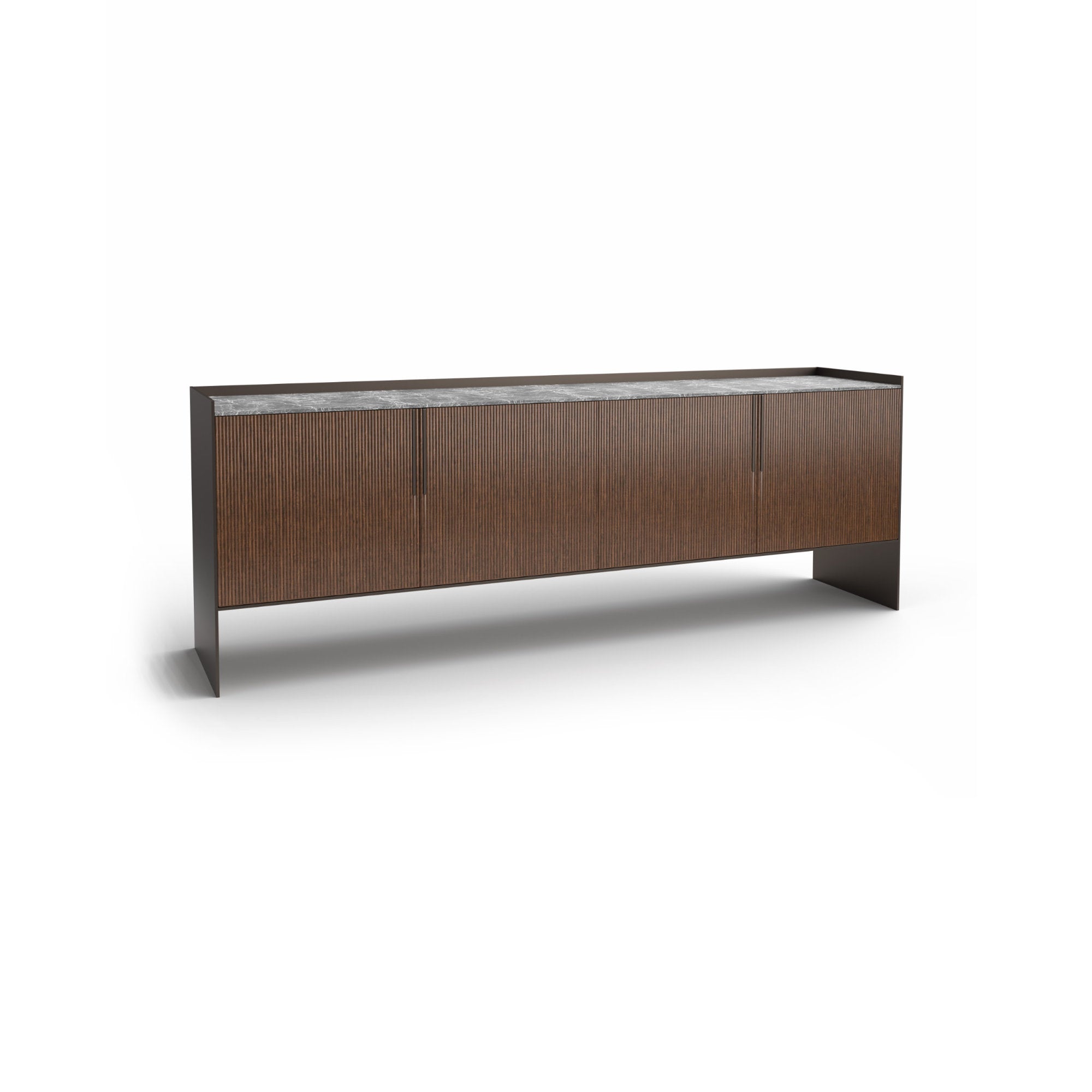 Bristol CBR1N Sideboard - Bronzed Metal/Walnut/Grey Fior di Pesco Marble