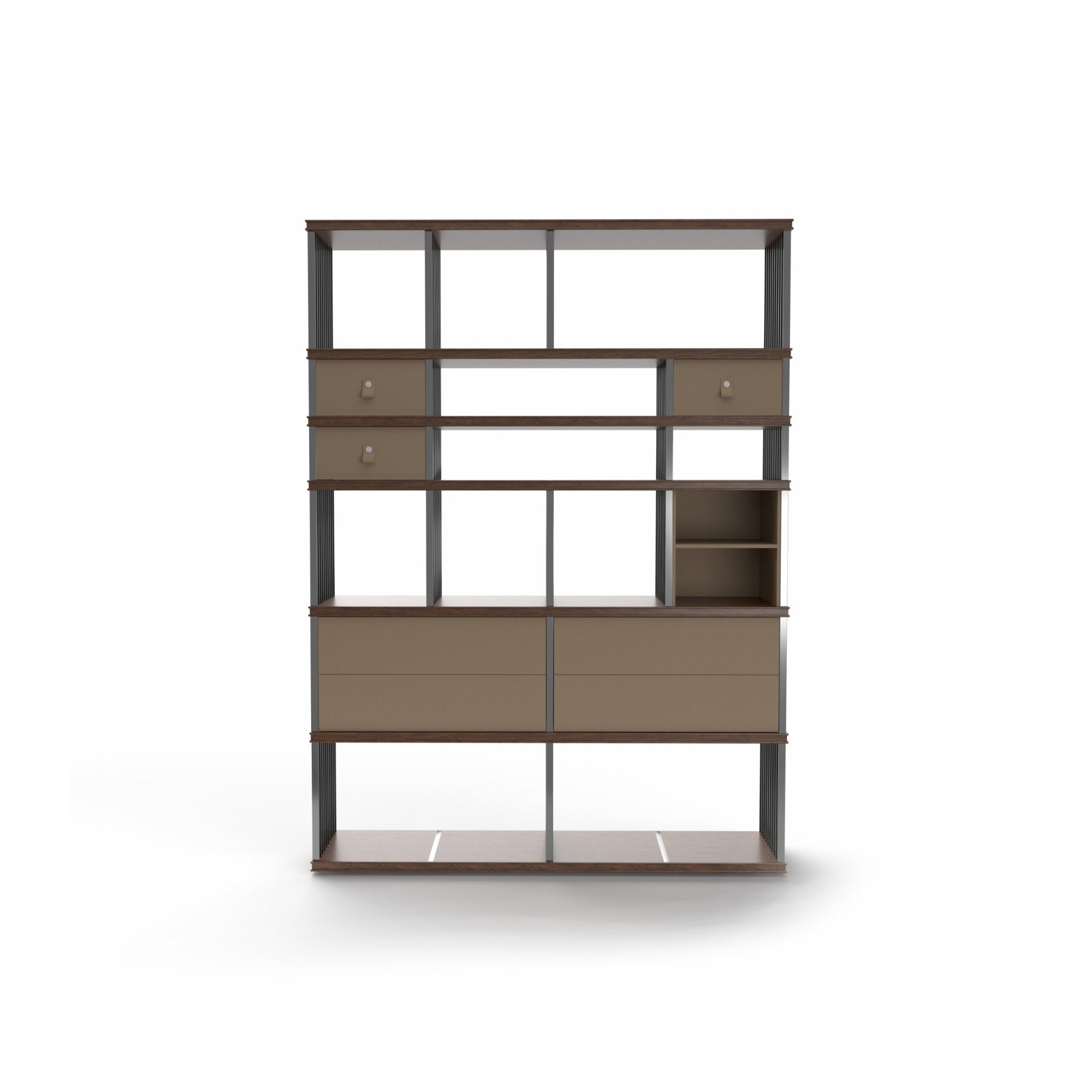 Diesys Comp E Bookcase - Walnut/Brushed Steel/Hide (Sand C17)-3
