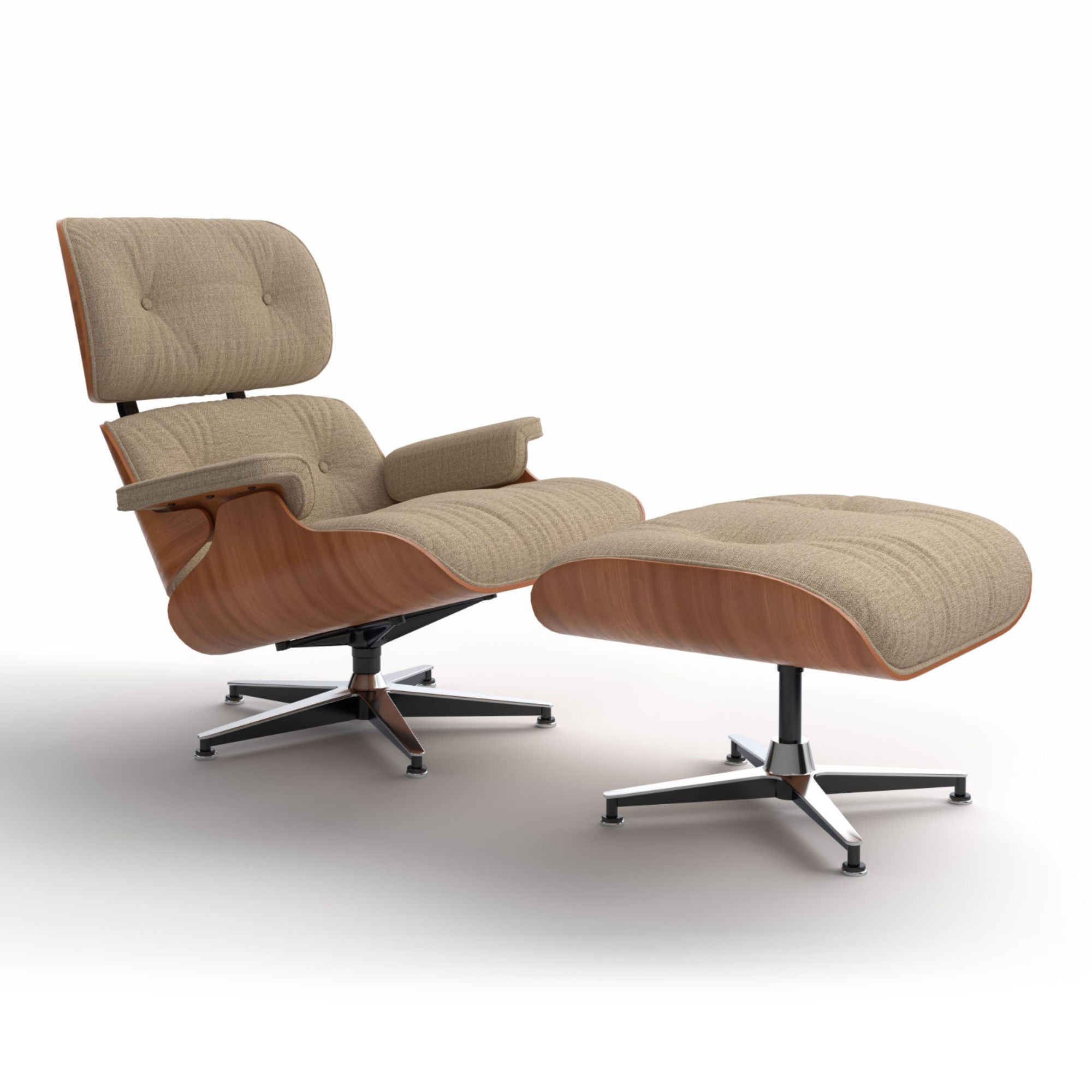 Eames 716.717 Lounge Chair - Black/Cherry Wood/Fabric B (3276)