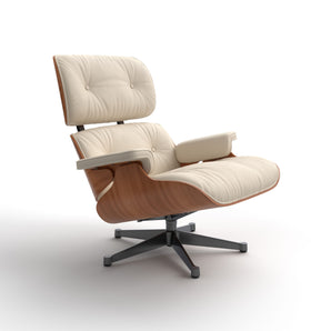 Eames 717 Lounge Chair - Black/Cherry Wood/Leather G (Ultrasoft 92135)