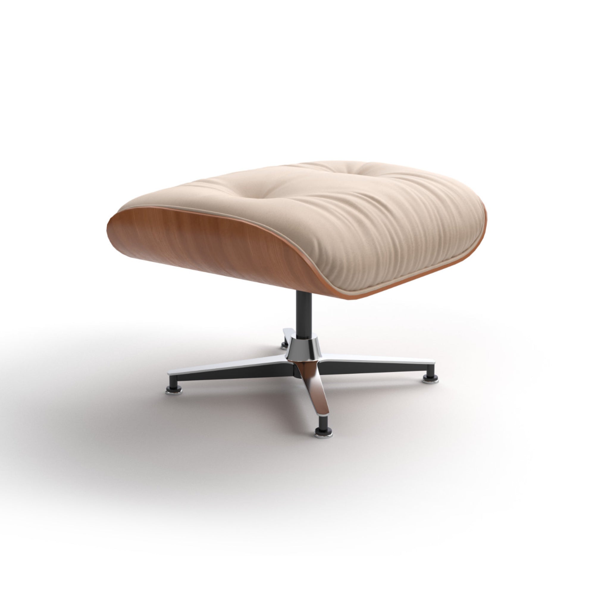 Eames 716 Ottoman - Black/Cherry Wood/Leather G (Ultrasoft 92135)