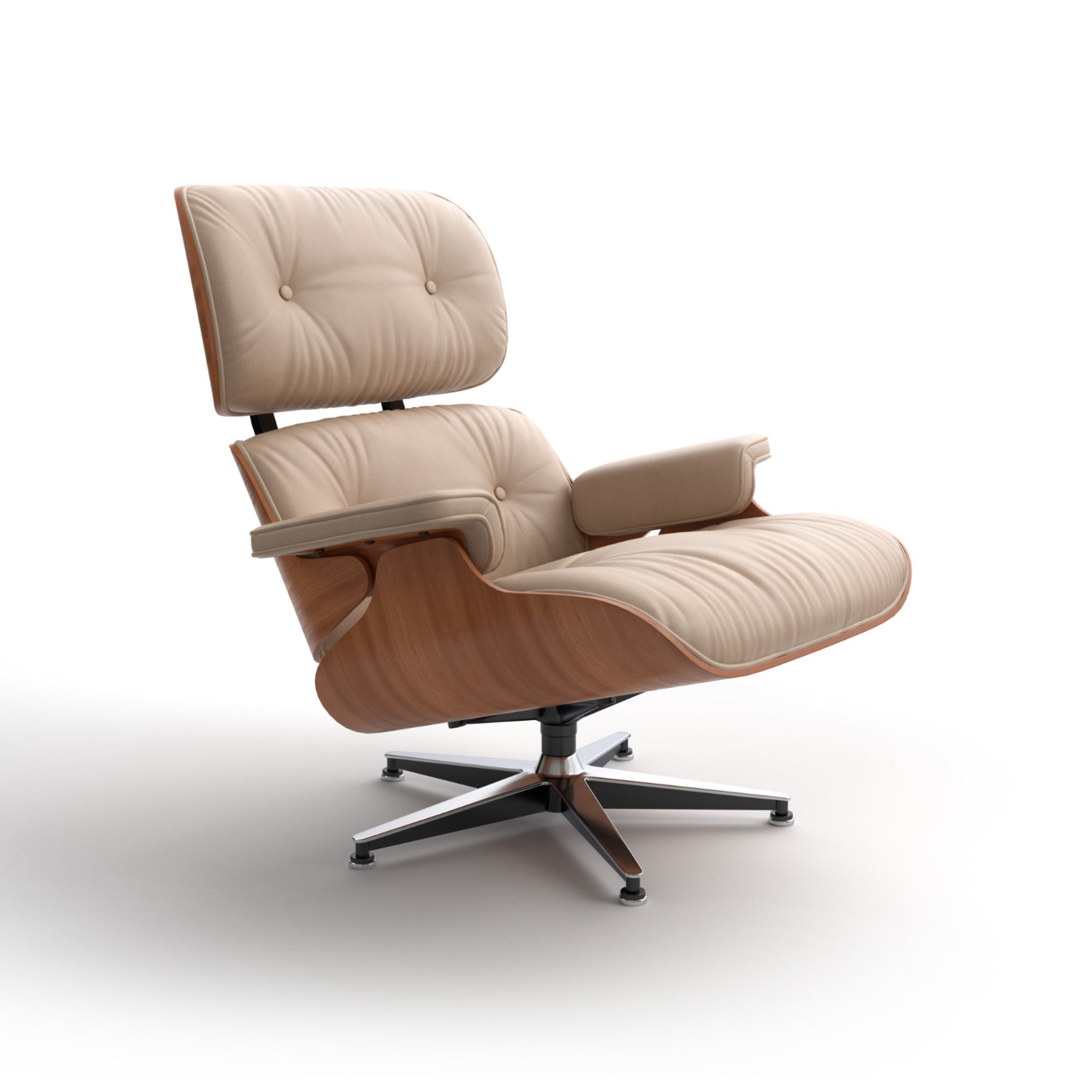 Eames 717 Lounge Chair - Black/Cherry Wood/Leather G (Ultrasoft 92135)-1