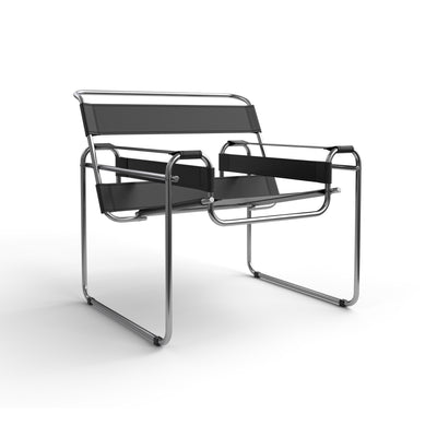 135 Armchair - Chrome/Black Hide