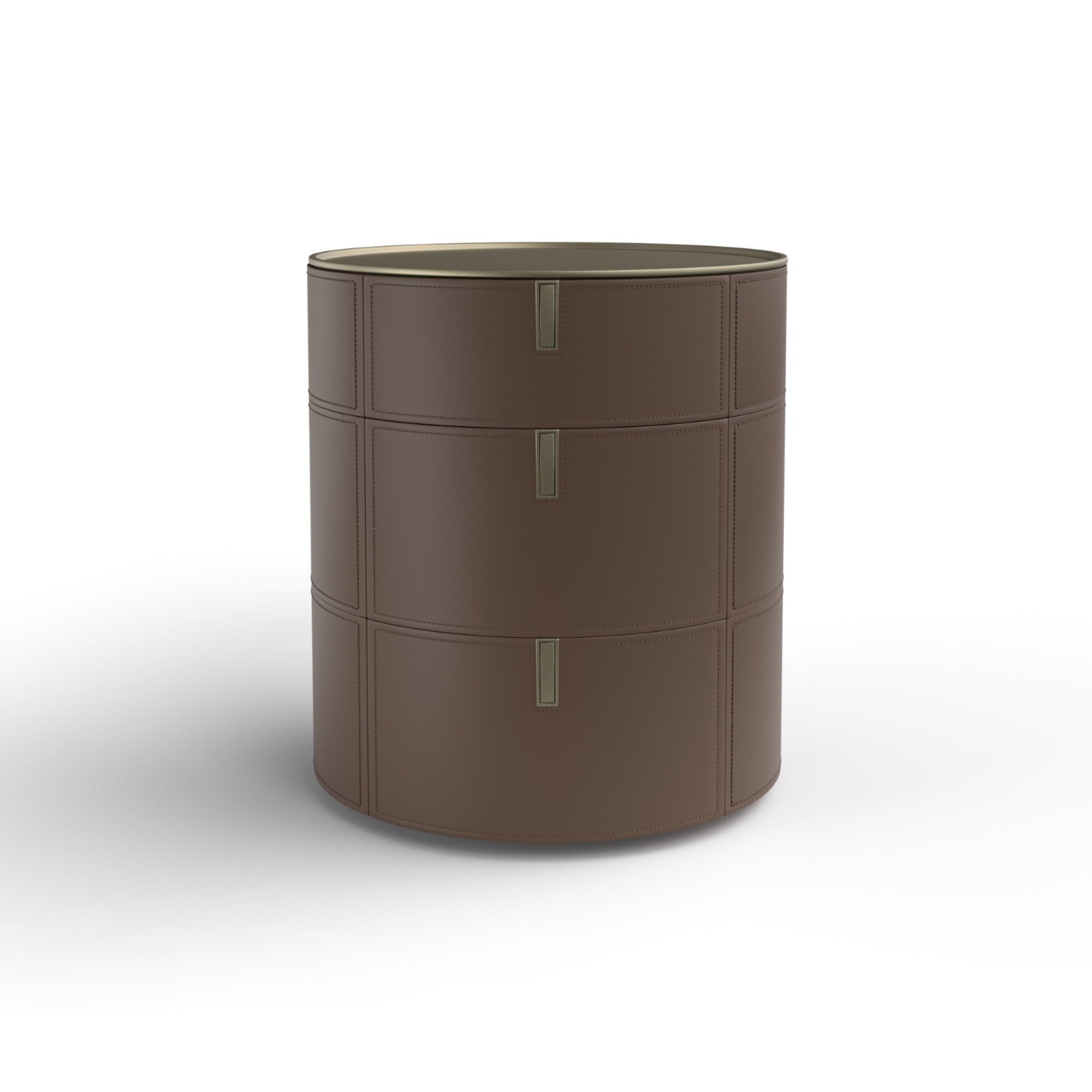 Round 3 SR03 Bedside Table - Hide (Coffee)/Champagne Steel-3