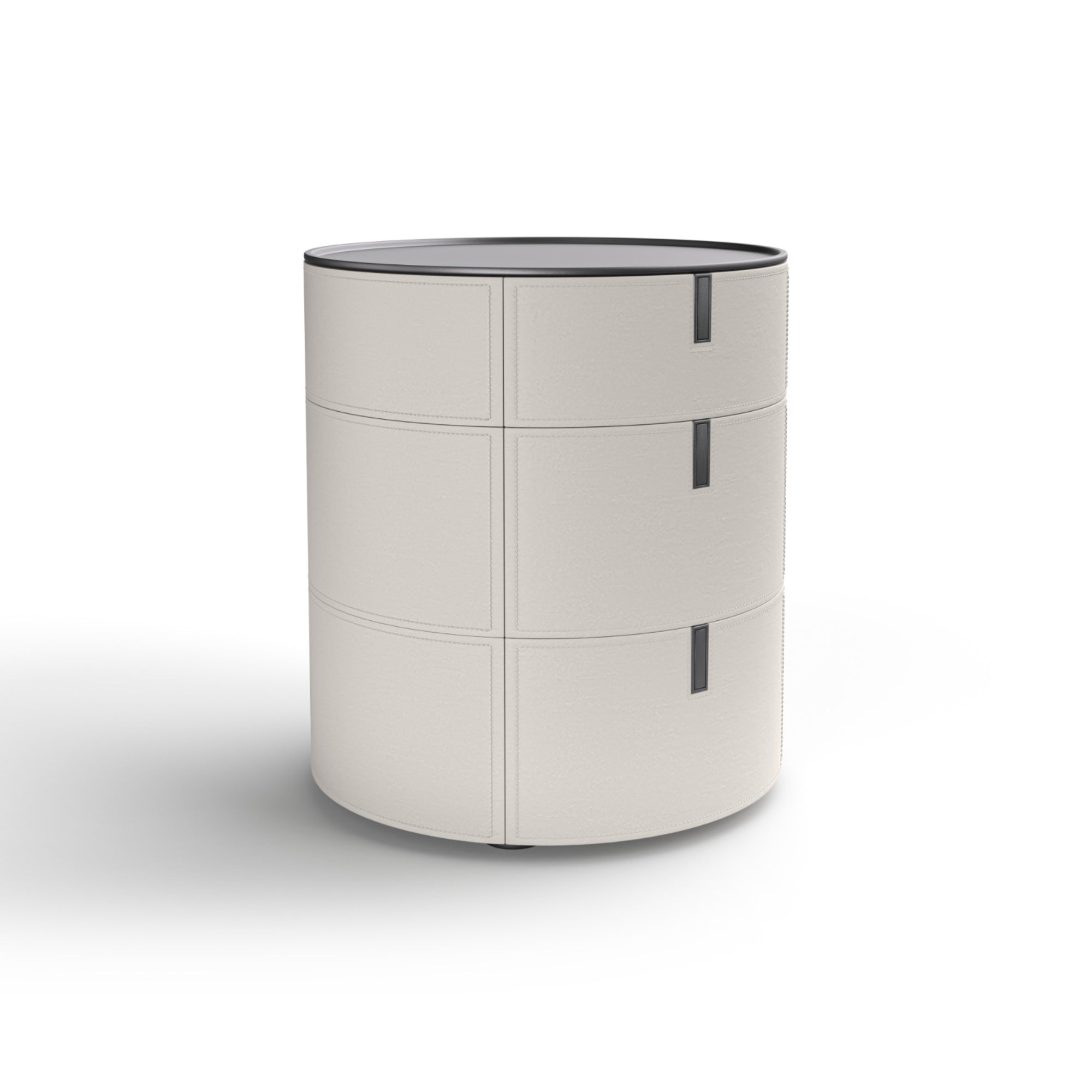 Round 3 SR03 Bedside Table - Hide (Off White)/Titanium Steel