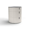 Round 3 SR03 Bedside Table - Hide (Off White)/Titanium Steel