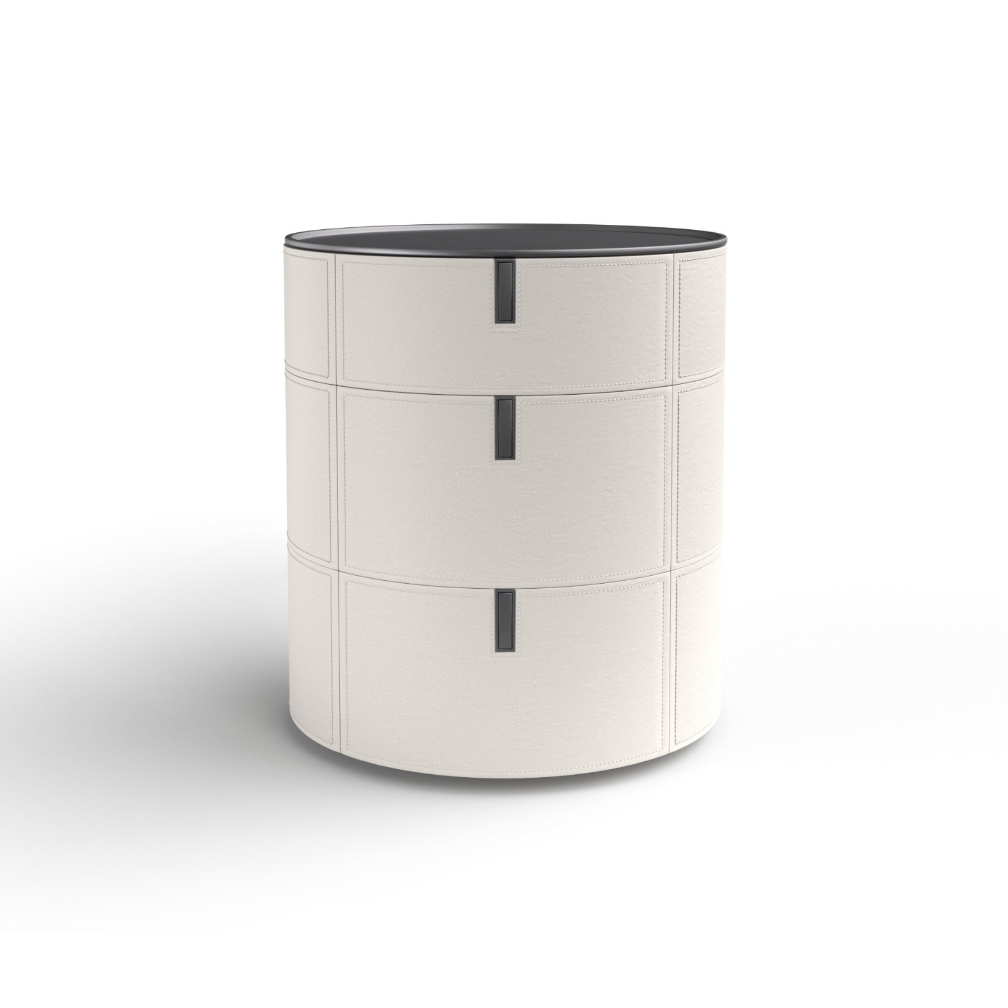 Round 3 SR03 Bedside Table - Hide (Off White)/Titanium Steel-3