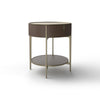 Round SR01 Bedside Table - Hide (Coffee)/Champagne Steel
