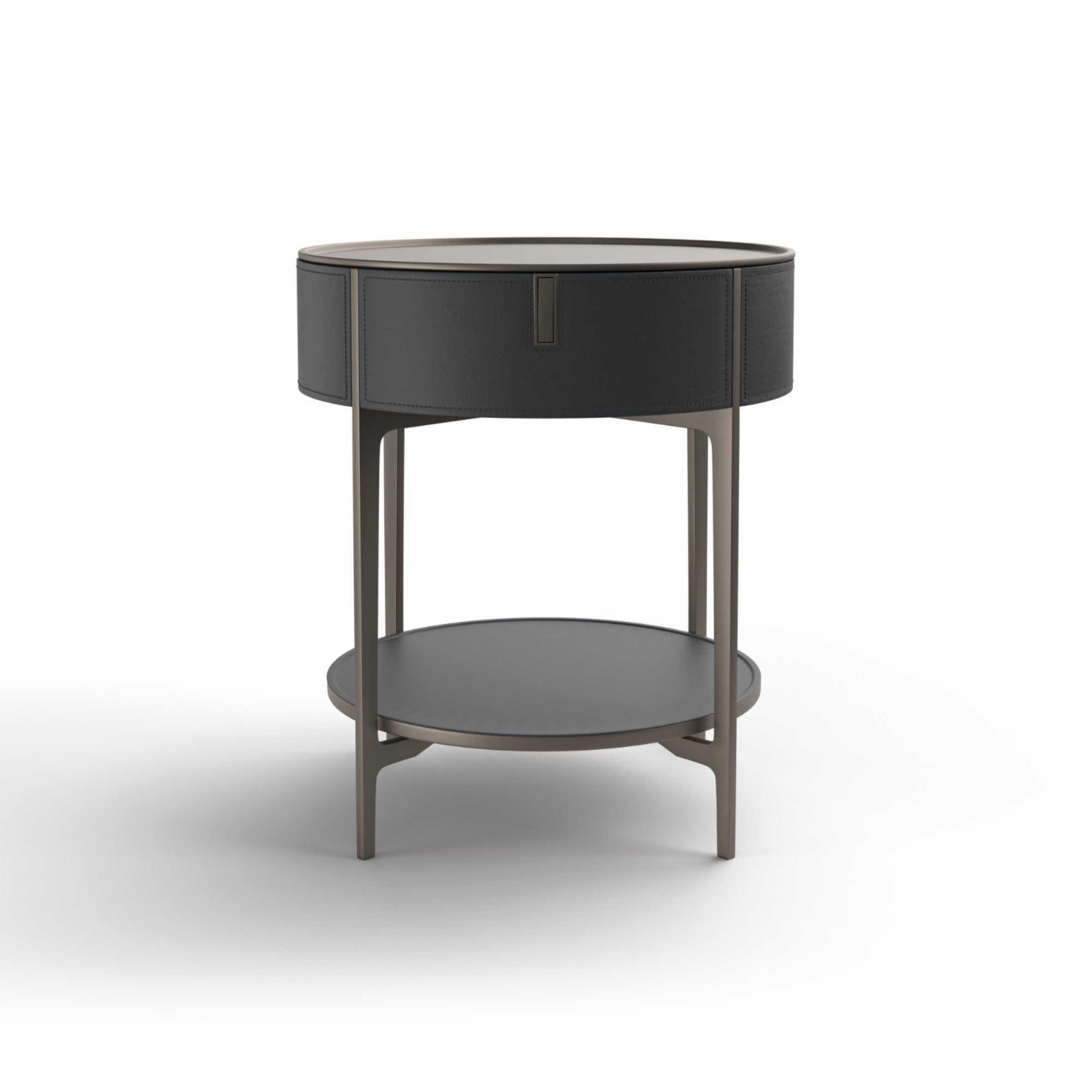 Round SR01 Bedside Table - Hide (Graphite)/Peltrox Steel-3
