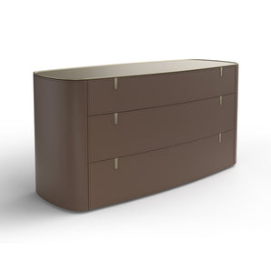 Round SRO2 Chest Of Drawer - Hide (Coffee)/Champagne Steel