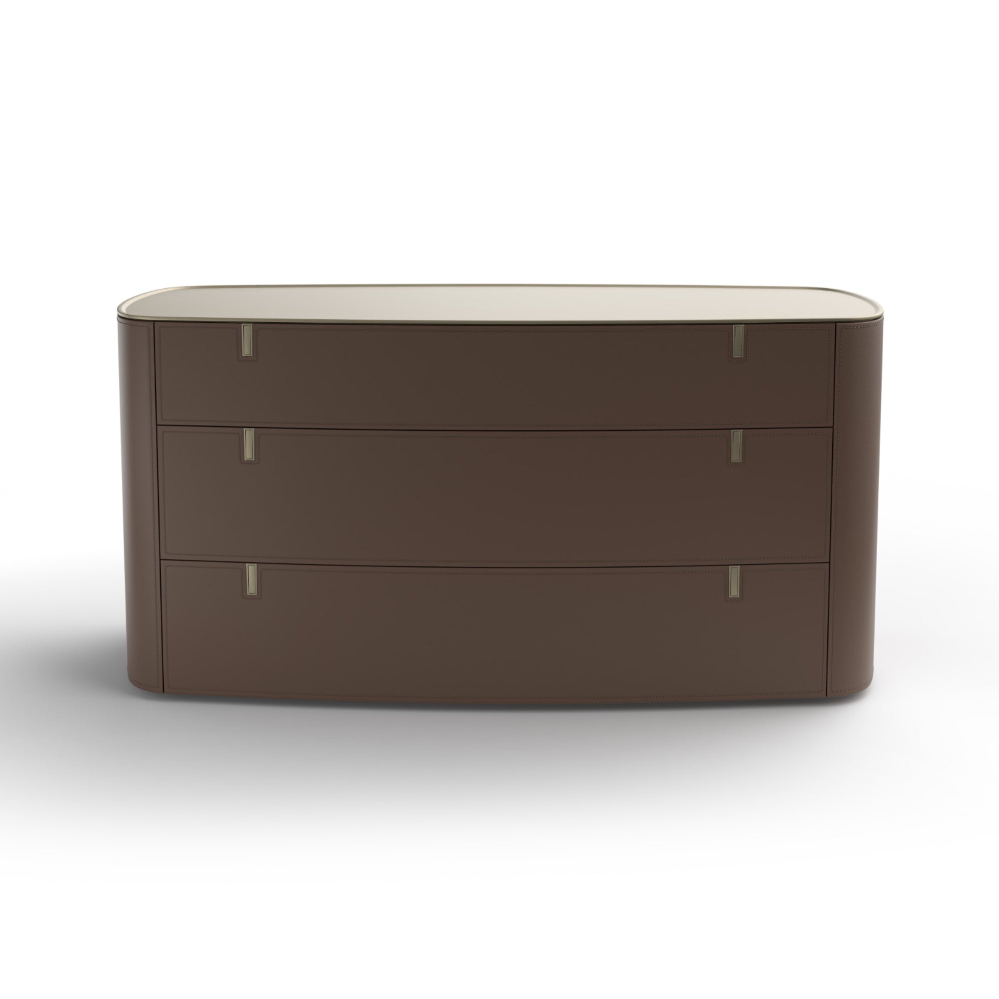 Round SRO2 Chest Of Drawer - Hide (Coffee)/Champagne Steel-3