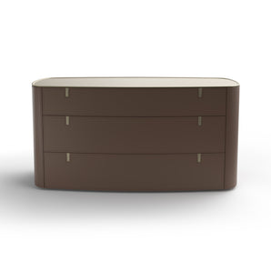 Round SRO2 Chest Of Drawer - Hide (Coffee)/Champagne Steel