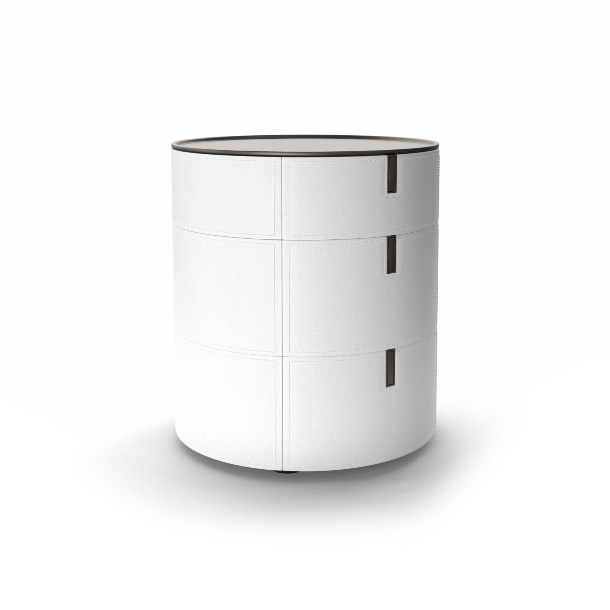 Round SR03 Bedside Table - Hide (White C10)/Peltrox Lacquer