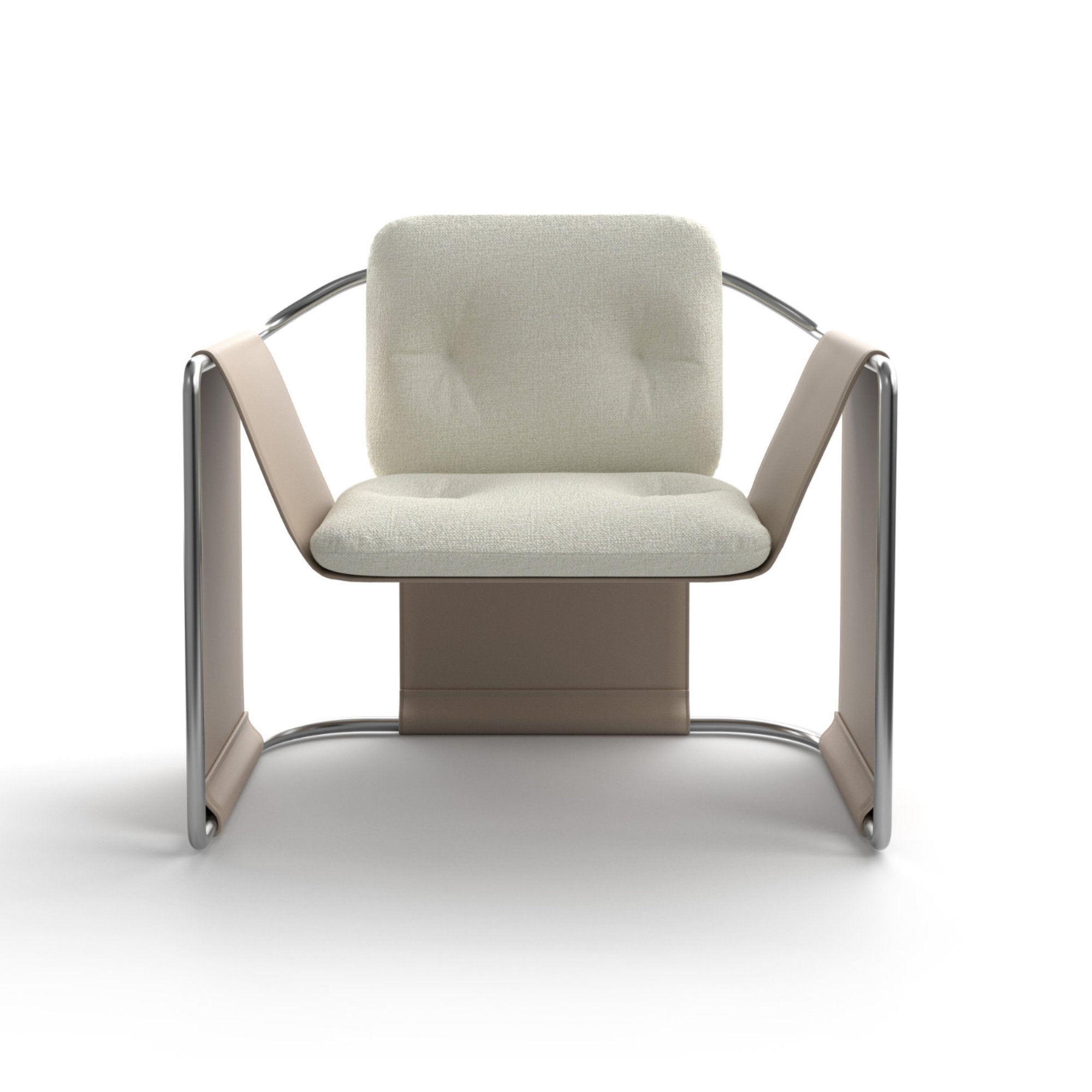 Kimono 010 Armchair - Chrome/Cuoio Tortora 29/Fabric (Fibris 03)-2