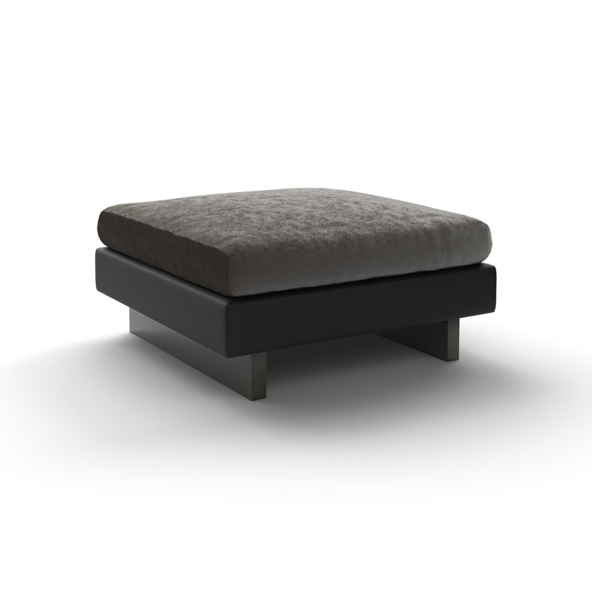 Tau Pouf & Ottoman – 90x90x43 / Wood (Ral 7022) / Cuoio 27 / Fabric (Galba 123)