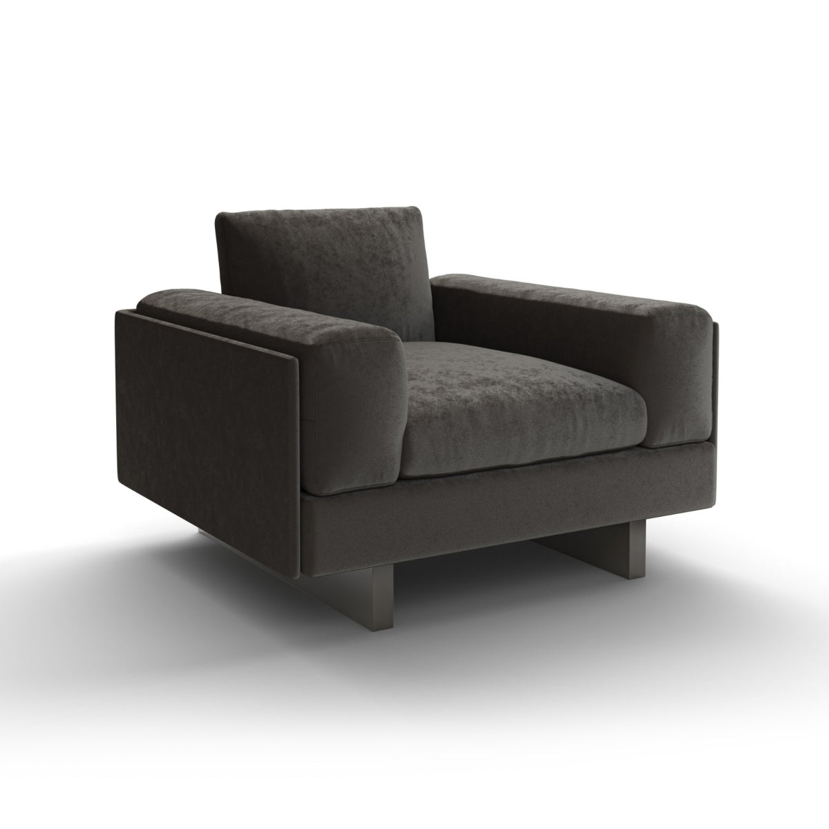 Tau Armchair – 105x75 / Wood (Ral 7022) / Cuoio 27 / Fabric (Galba 123)