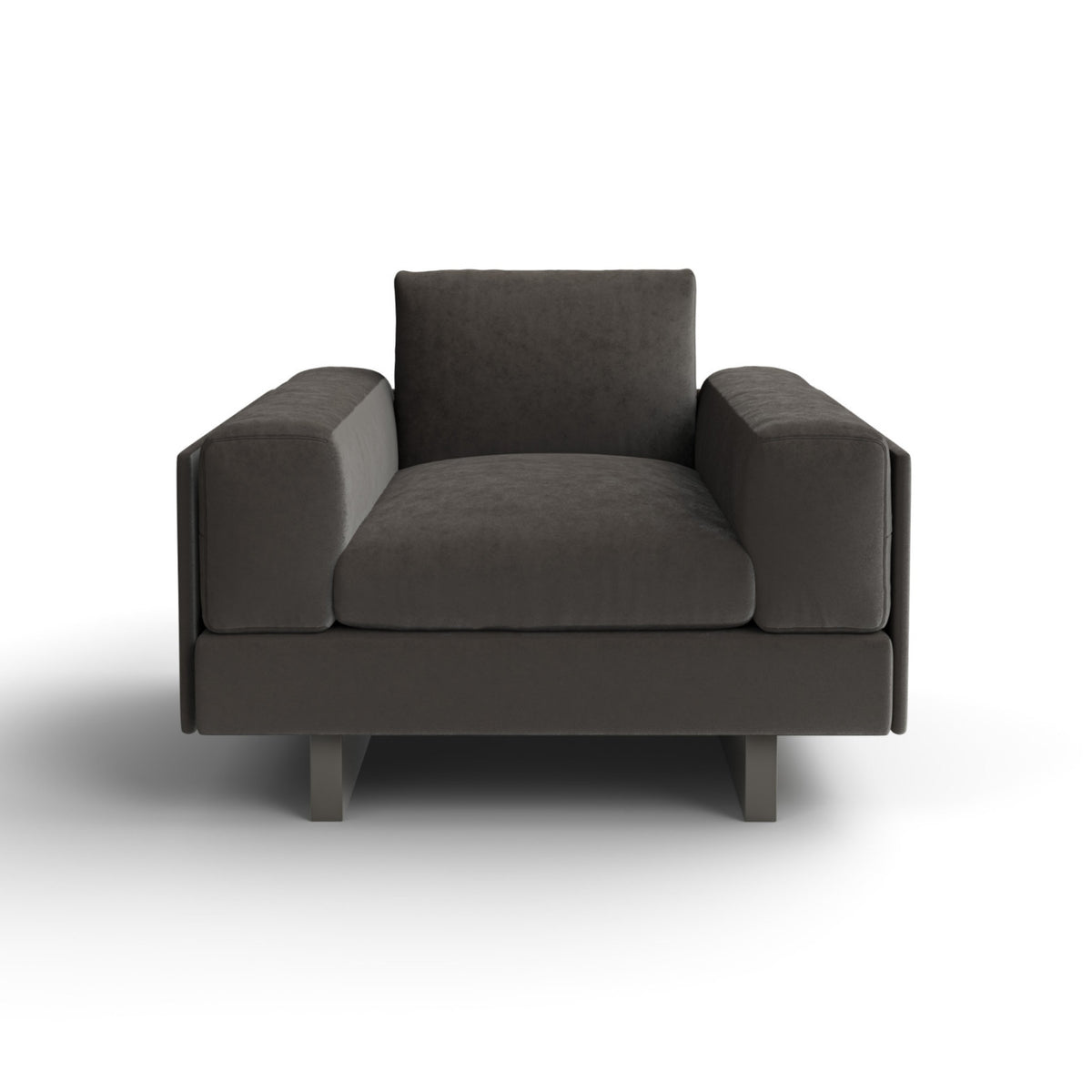 Tau Armchair – 105x75 / Wood (Ral 7022) / Cuoio 27 / Fabric (Galba 123)