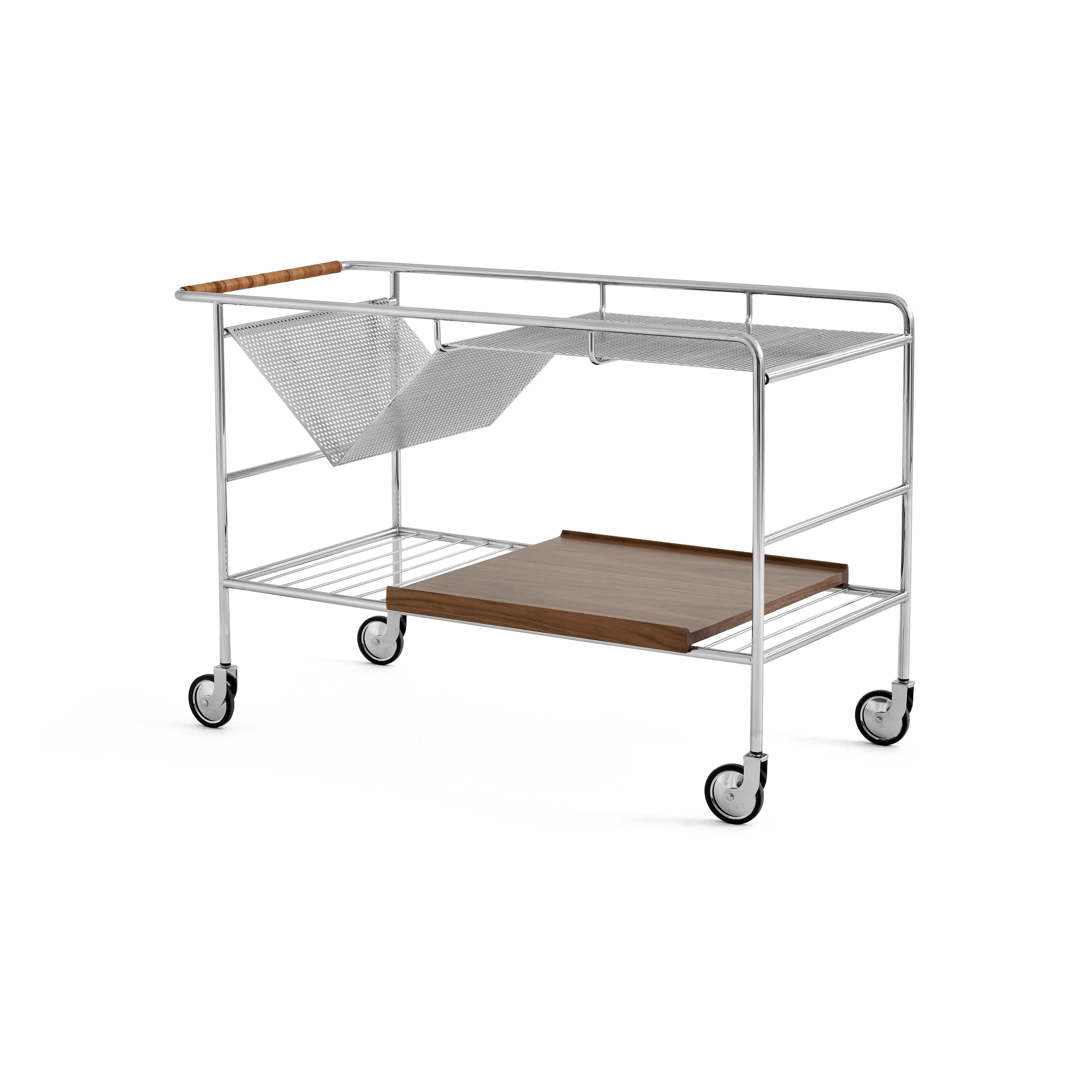 Alima NDS1 Bar Trolley - Chrome/Lacquered Walnut-1