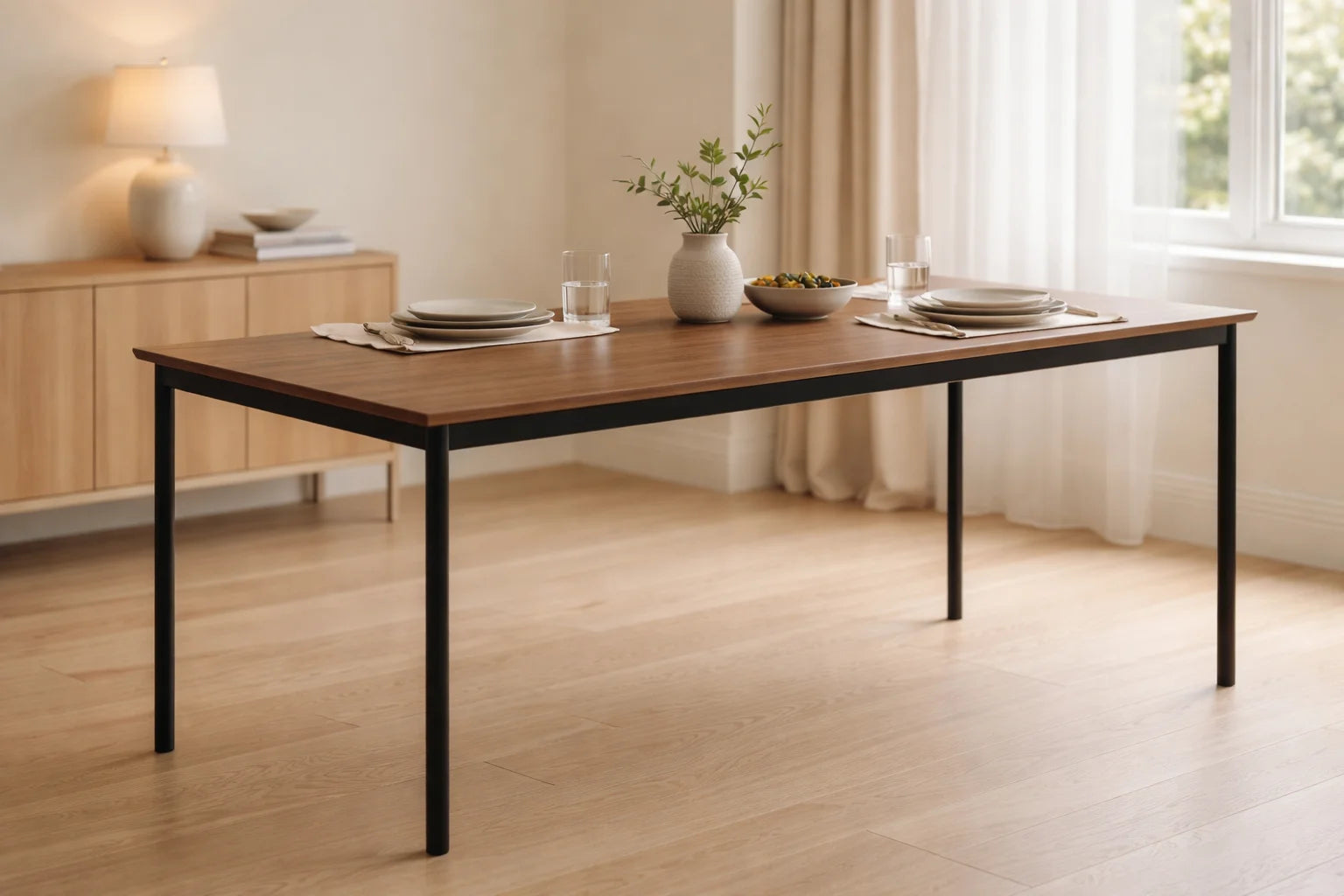 Drip HW116 Dining Table - Black/Walnut