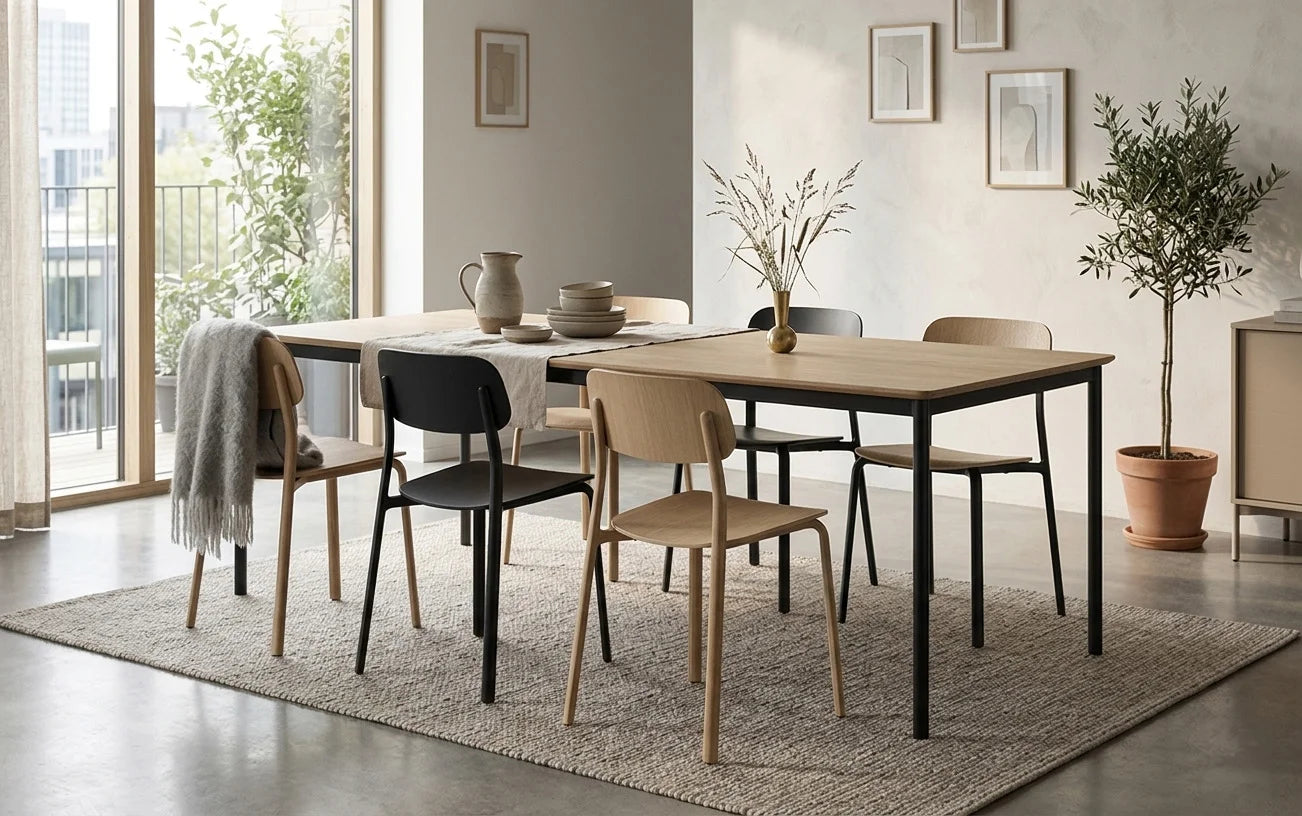 Drip HW117 Dining Table - Black/Oak