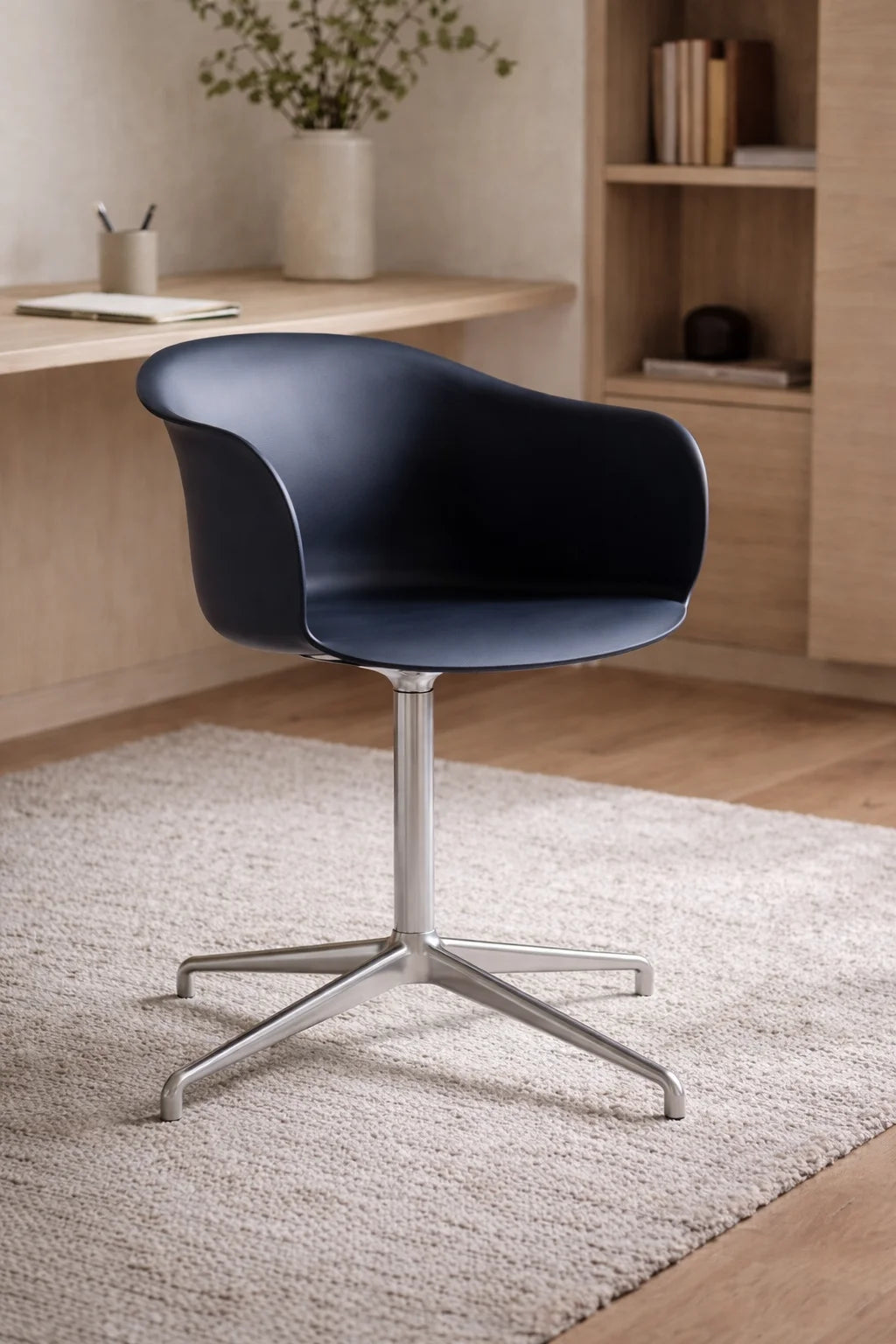 Elefy Dining Chair – 57.5x77 / Polished Aluminium / Polypropylene (Midnight Blue)-2