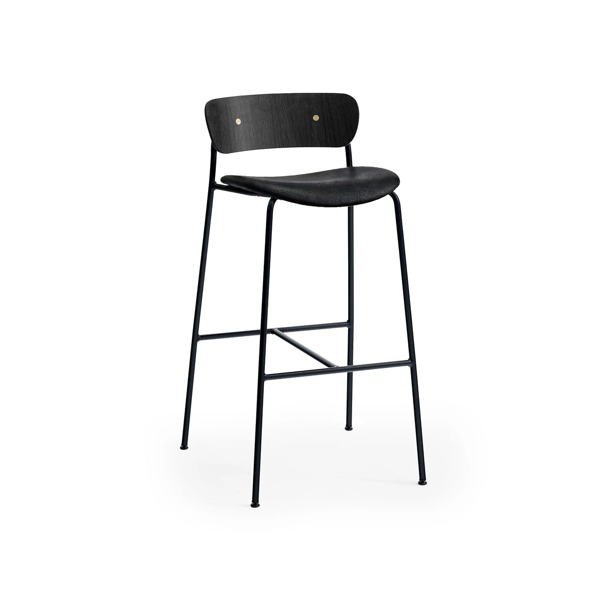 Pavilion AV10 Barstool - Black/Black Lacquered Oak/Leather (Elmosoft Black)-1