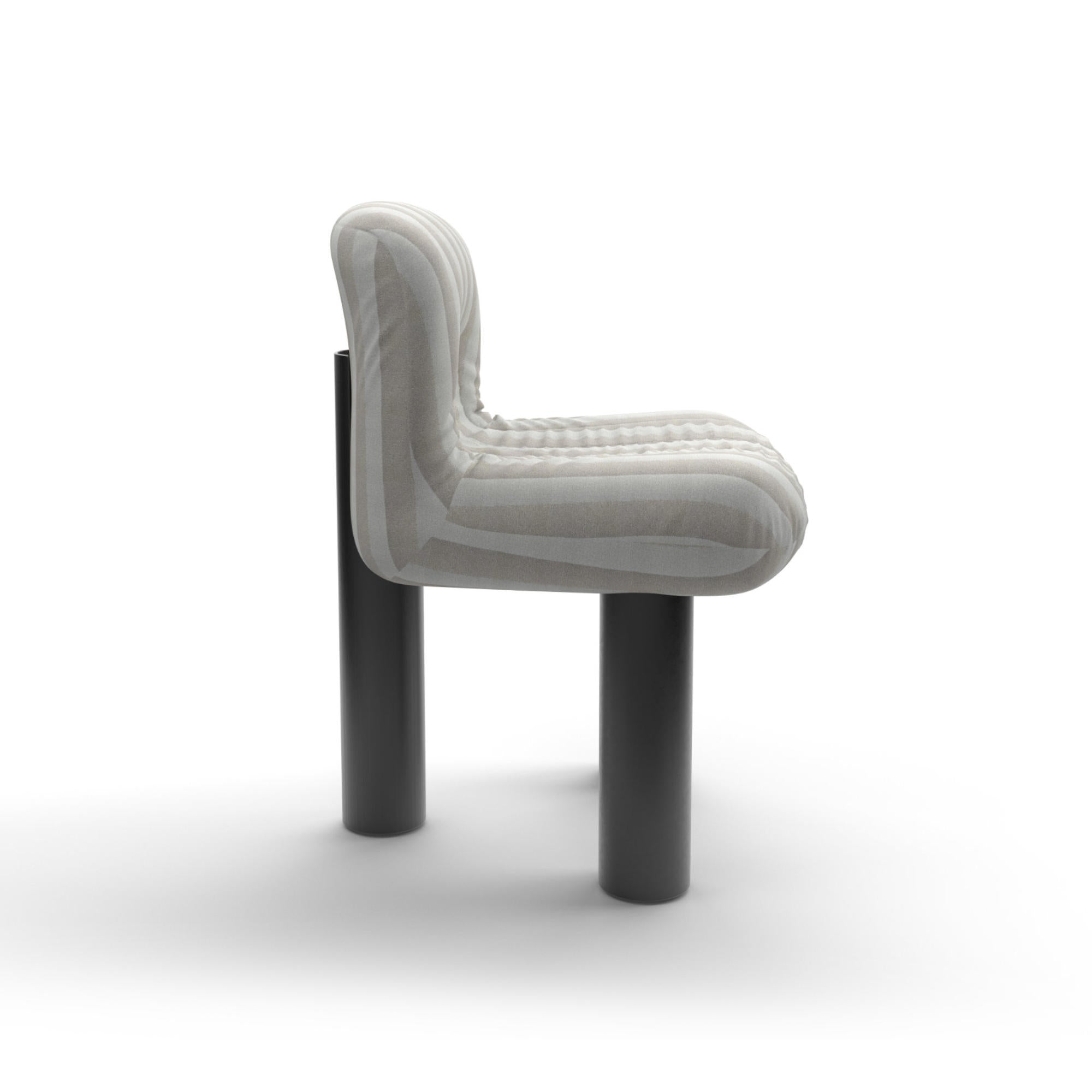 Botolo 2867 Dining Chair - Black/Fabric T5 (Amber Stripe 131)-4