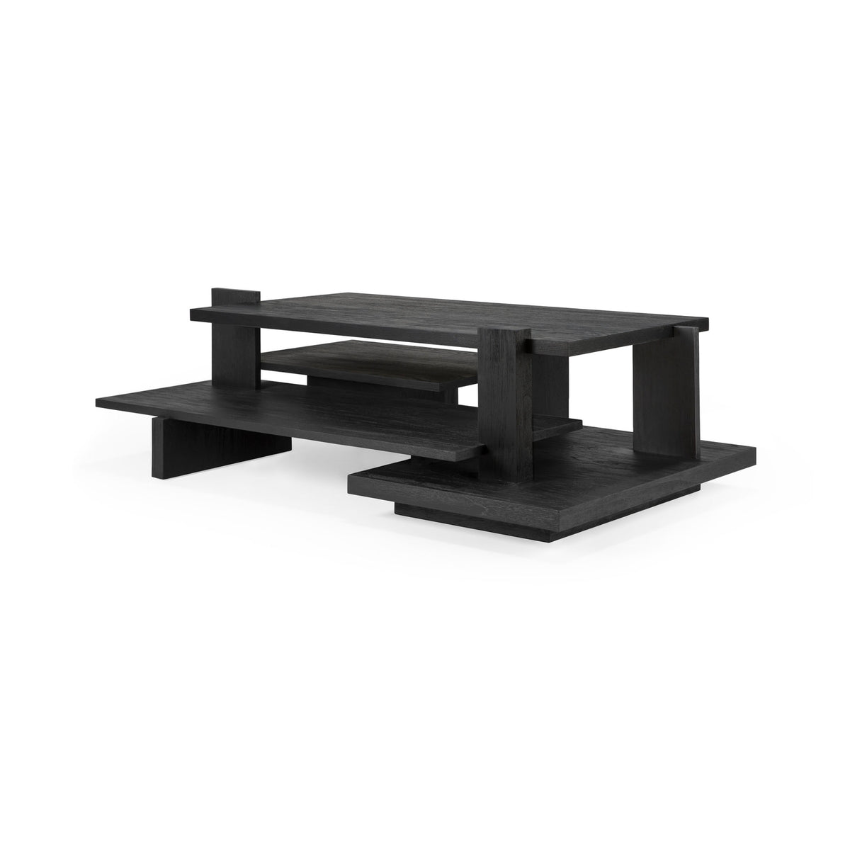 Abstract Coffee Table – 140x85x41 / Wood (Varnished Teak Black)-1