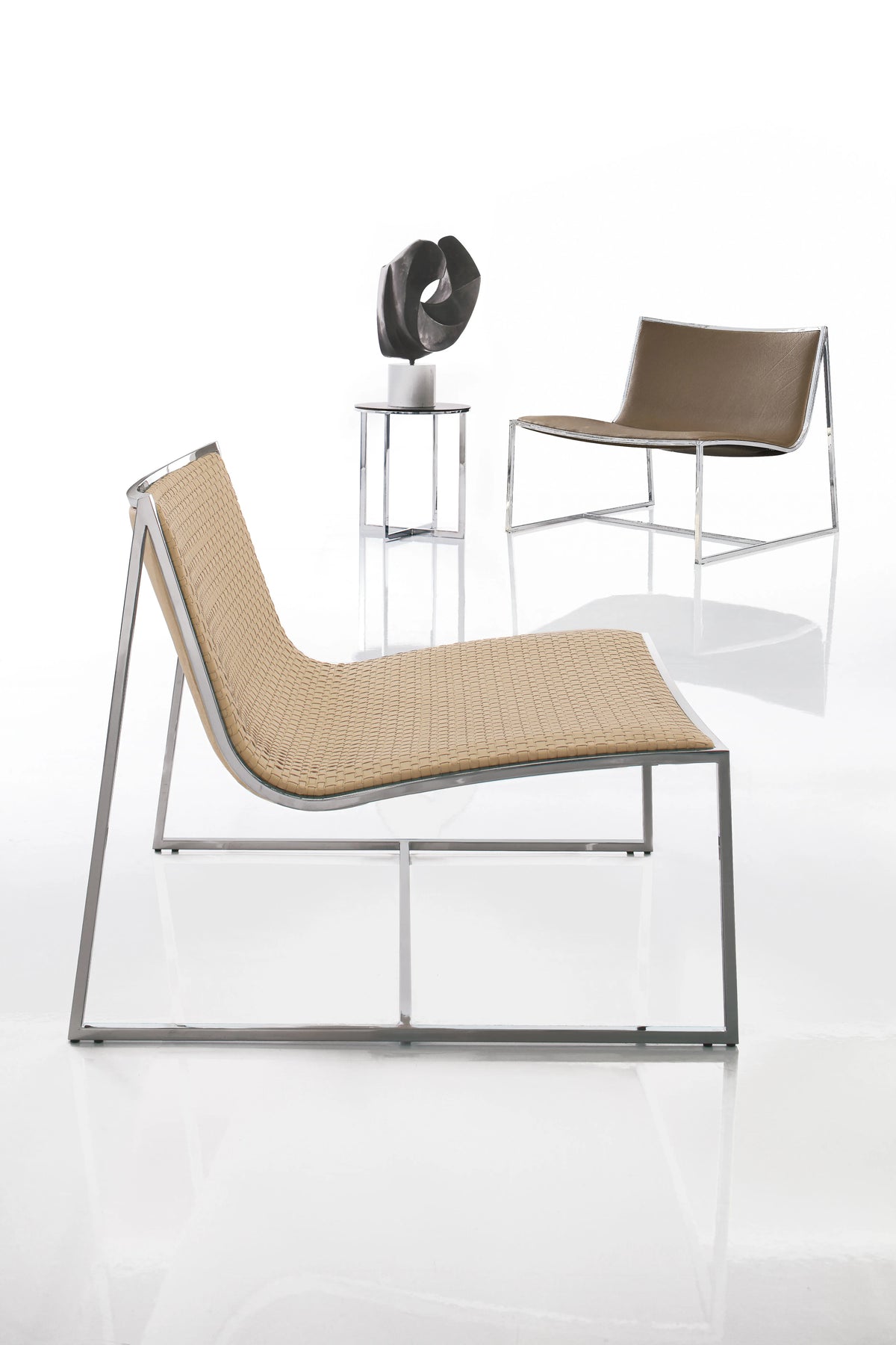 Samoa PS1 Armchair – 70x66 / Metal (Chromed) / Leather (E 06)-5