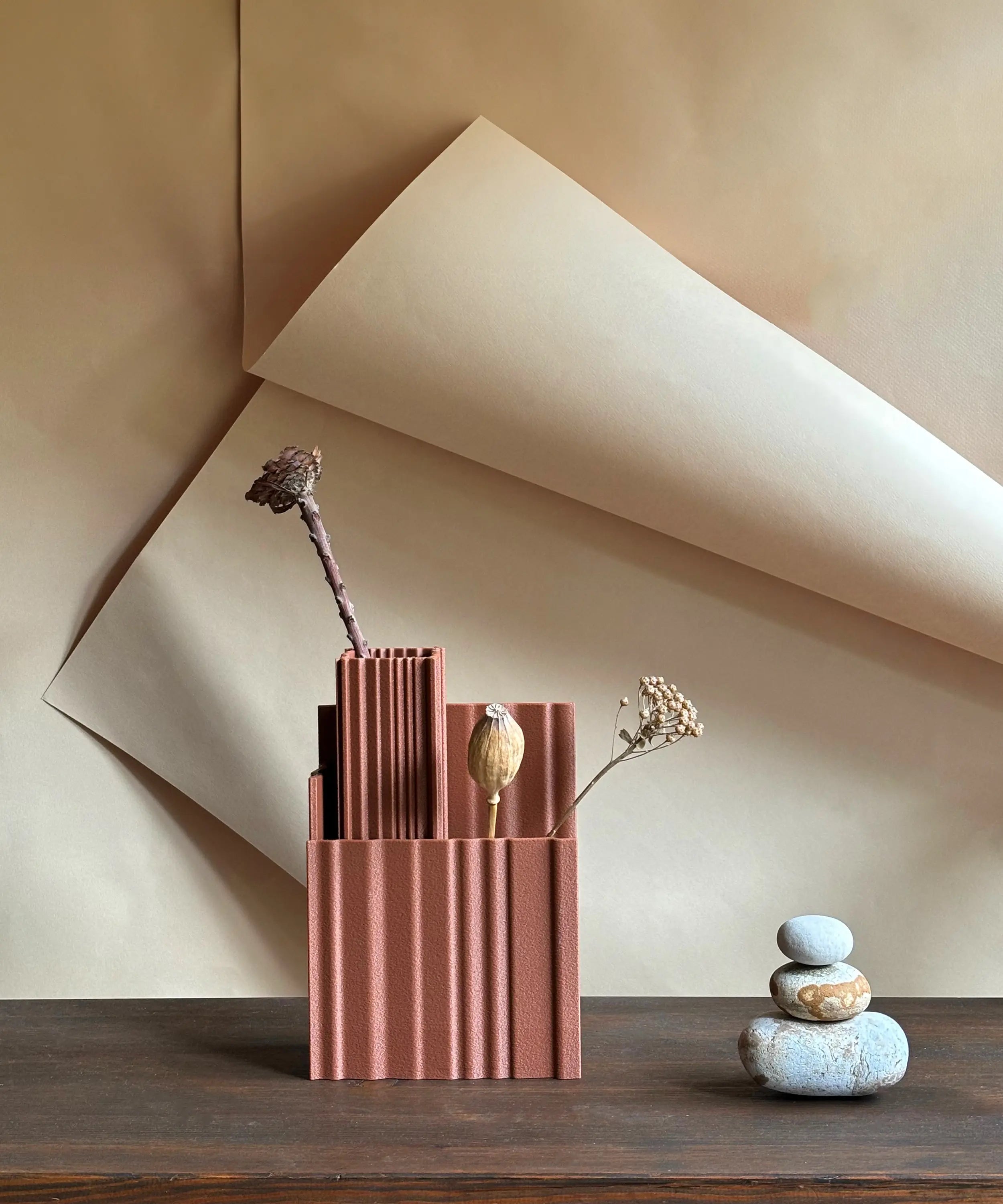 Hiko 3D Printed Vase - Burnt Ochre-2