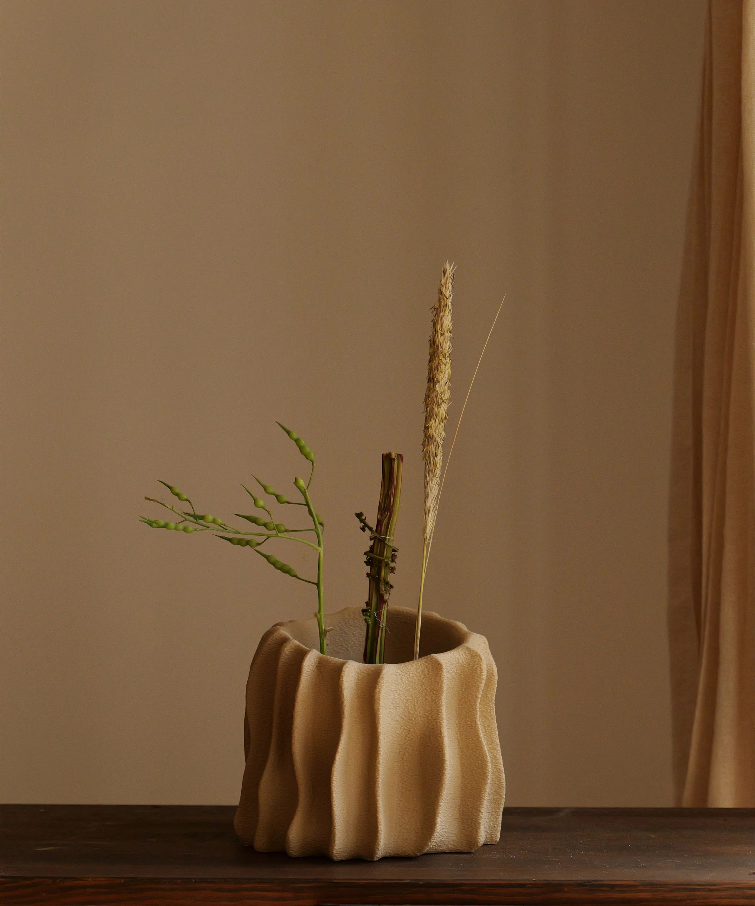 Kora 01 3D Printed Plant Pot - Small/Oat-2