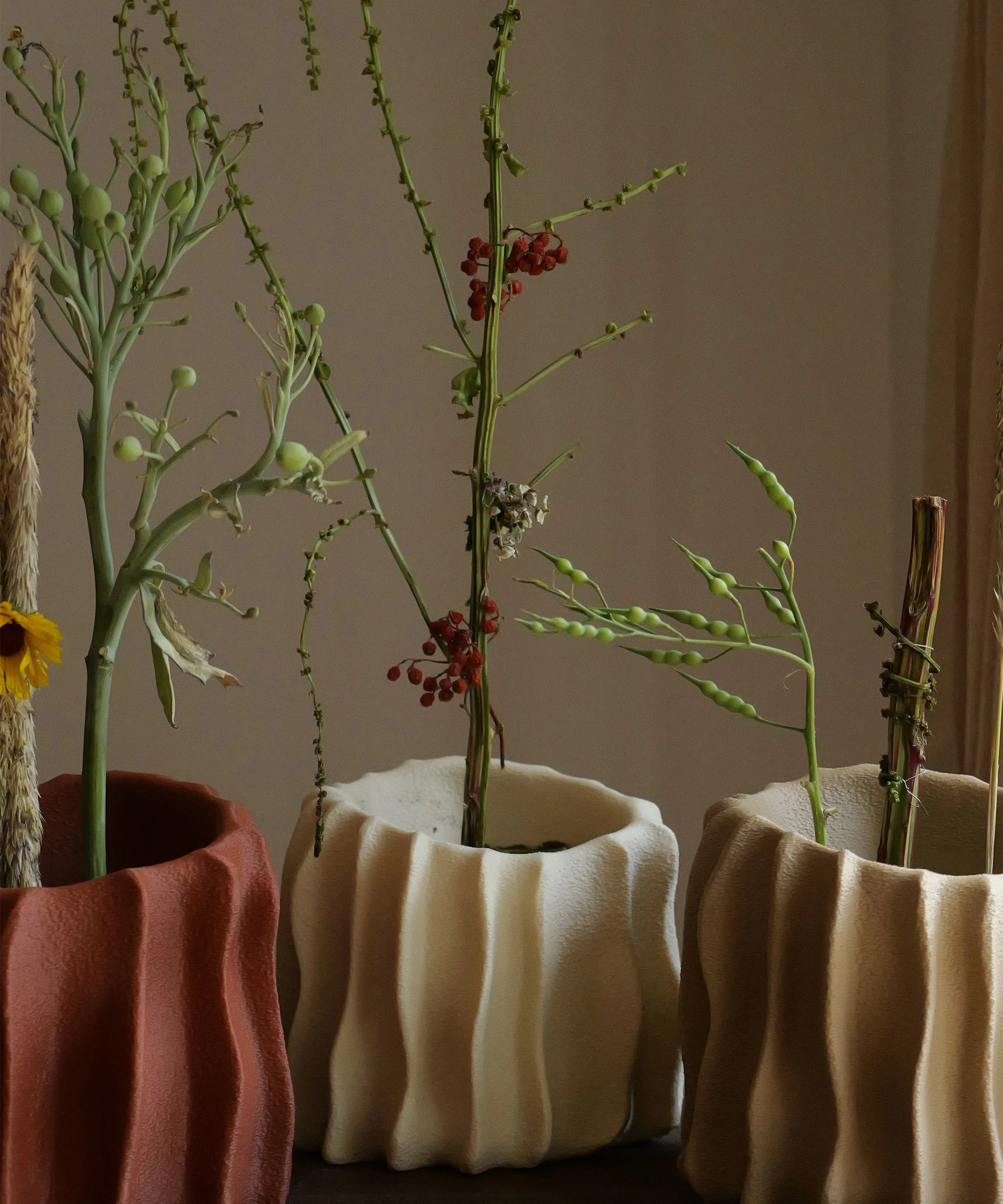 ochre plant pot Amanita Labs - Kora 01 3D Printed Plant Pot