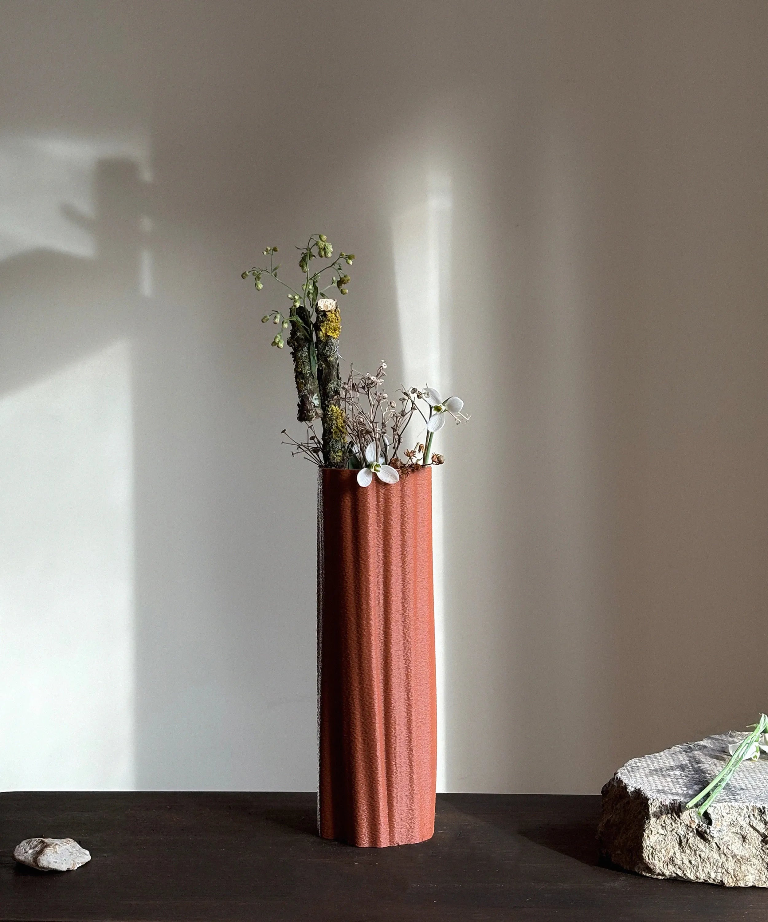 Ruut 3D Printed Tall Vase - Burnt Ochre-2