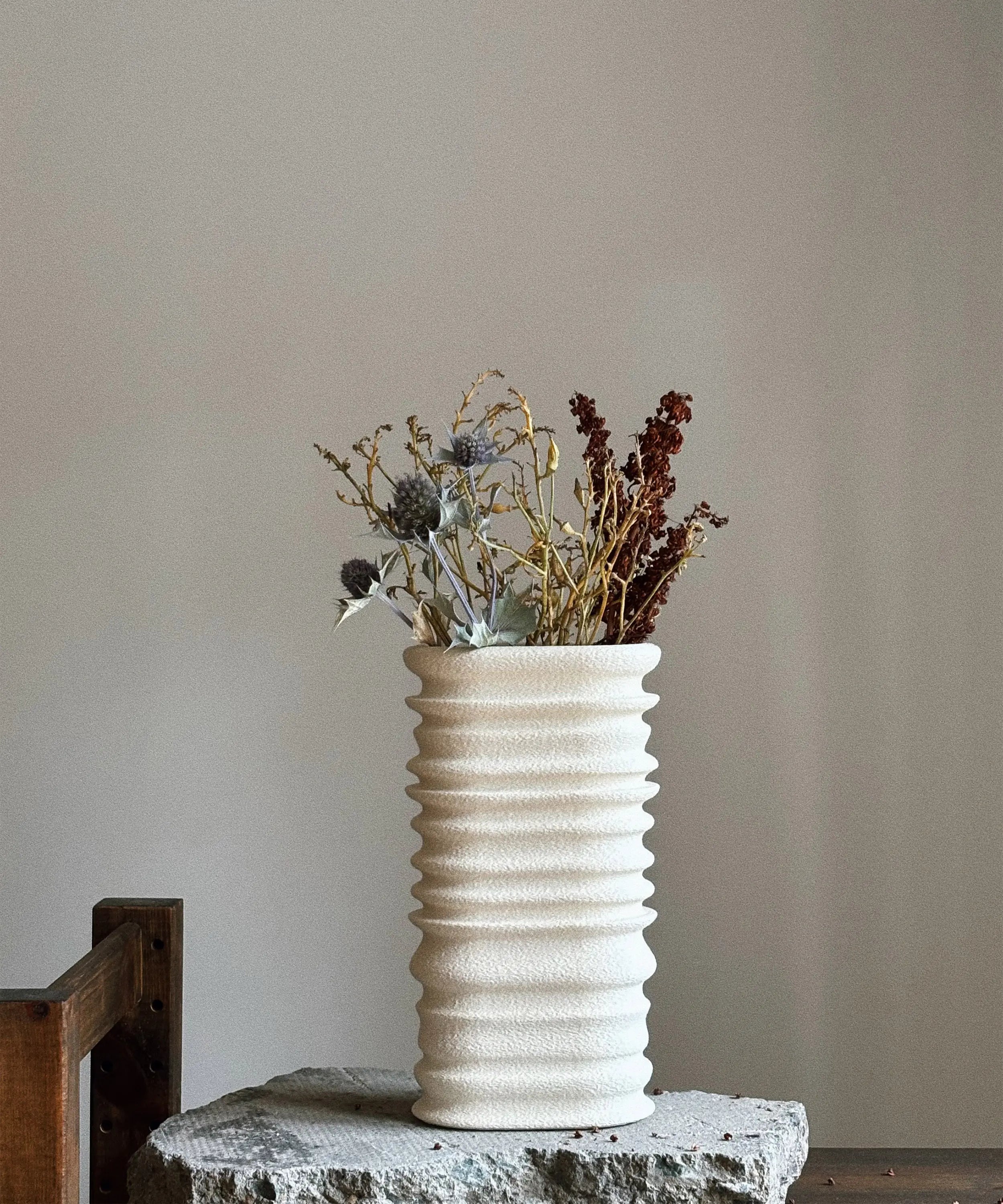 Tun 3D Printed Tall Vase - Sandstone