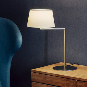 Americana Table Lamp - Satin Nickel/White Linen