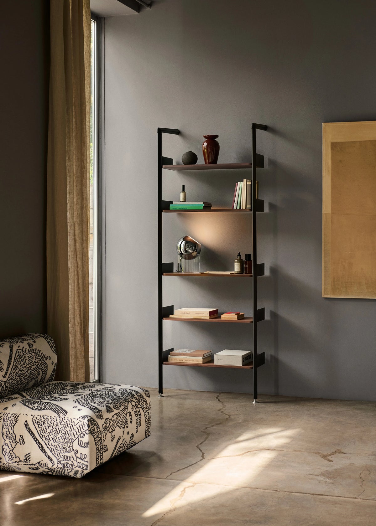 Rombe IF1 Wall Bookcase - Anthracite/Walnut-2