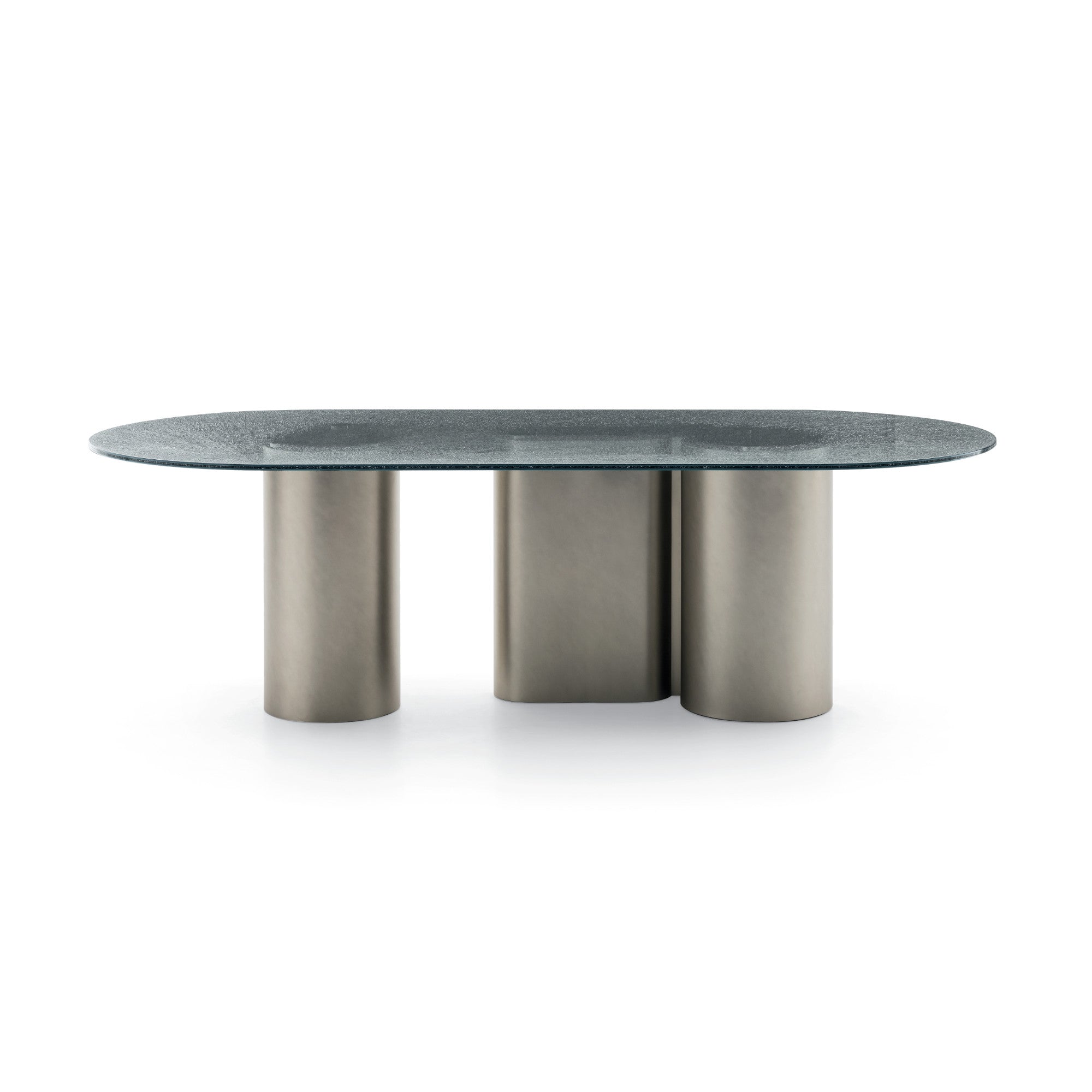 Arcade JTV5L Dining Table - Silk Grey (LE10)/Crackle Glass (VE12)-1