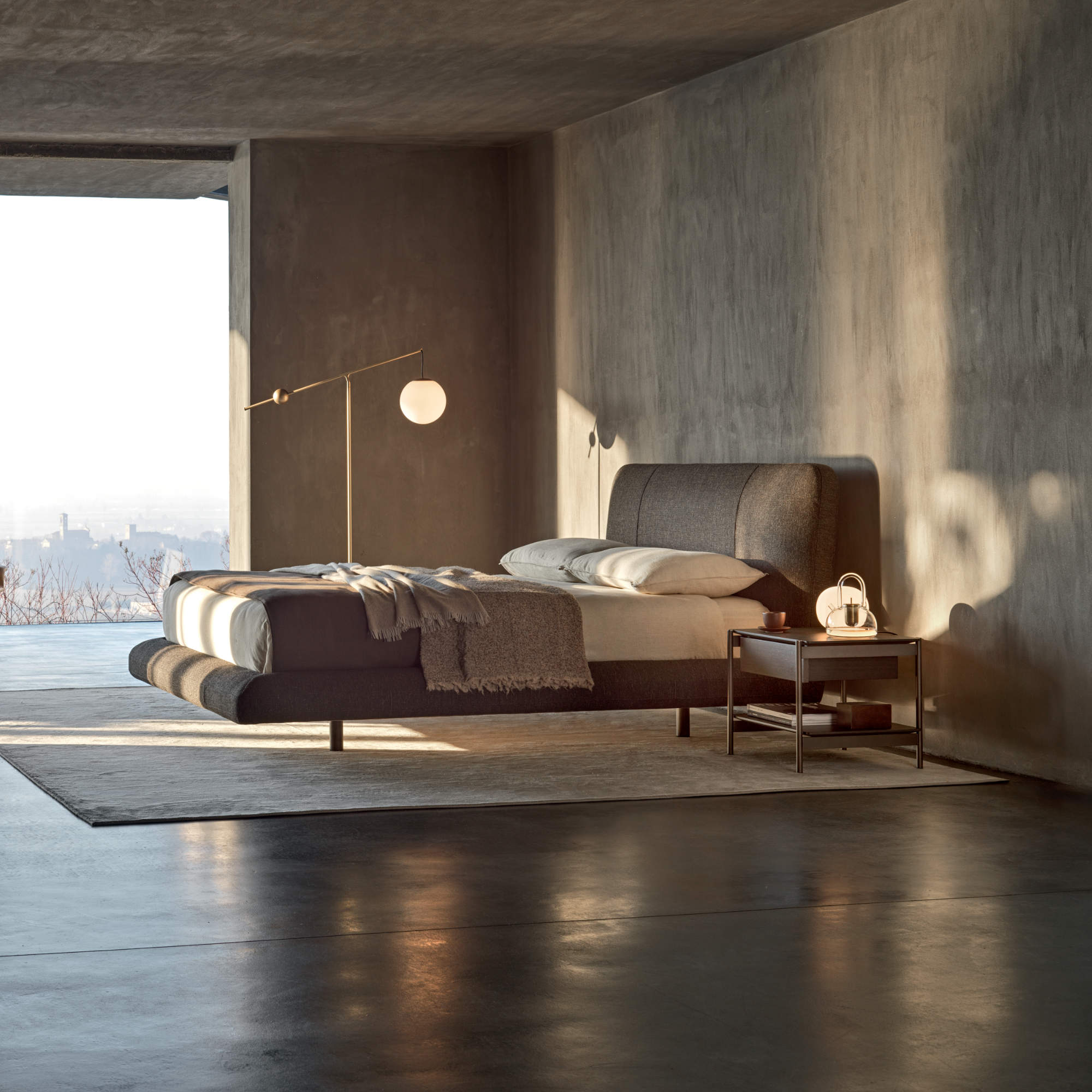 Avalon Mix 180 Bed - Leather Premium (Polar 212)/Fabric M (Malaga 01)-4