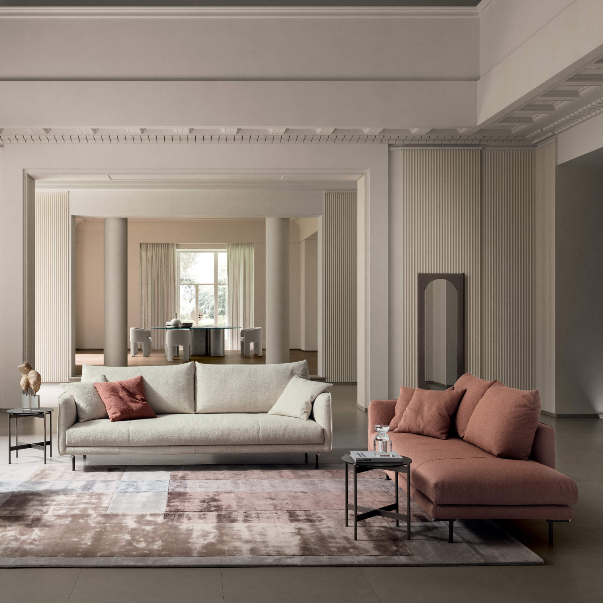 Avenue D300M Sofa - Light Brown (ME11)/Fabric P(Potter 510)-2