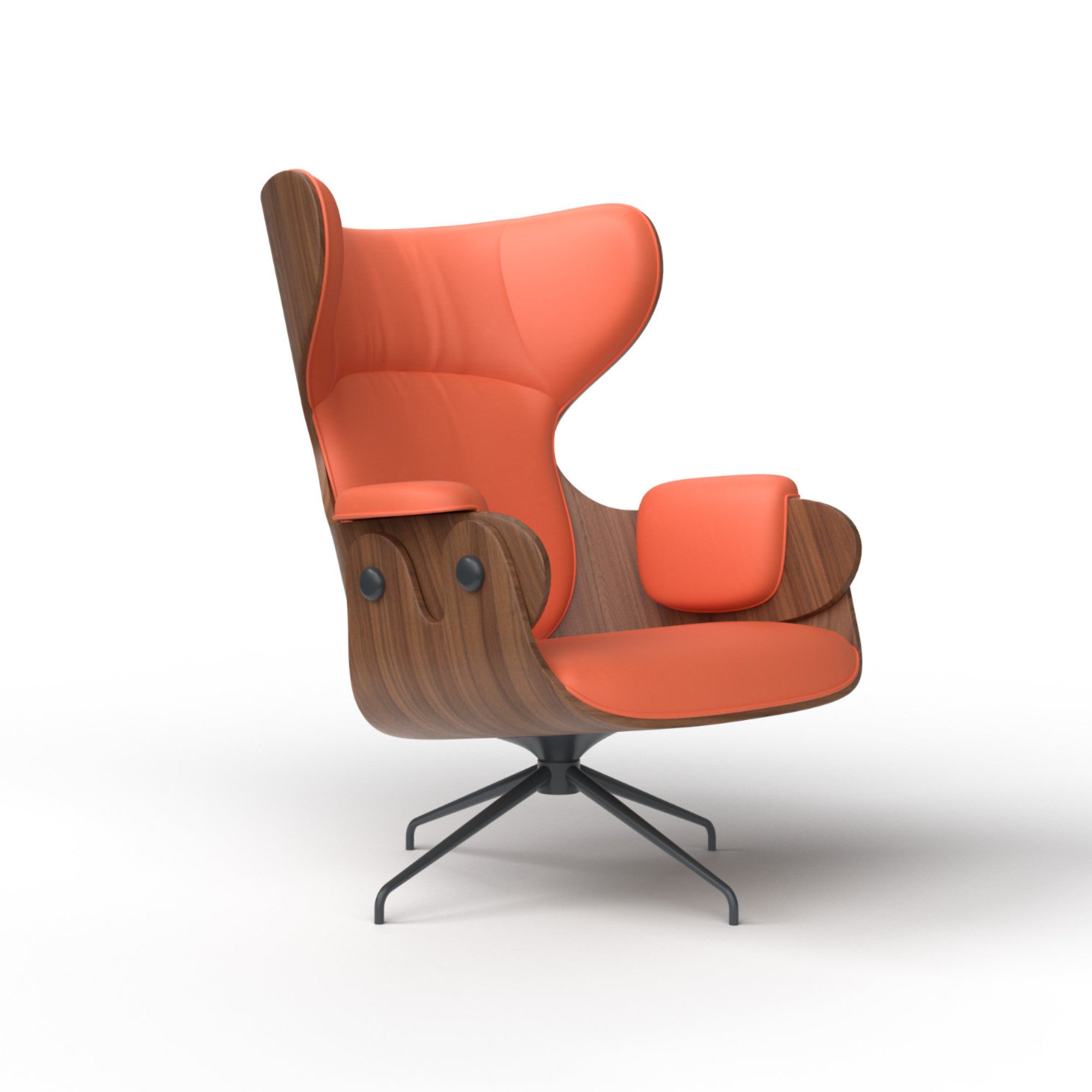 Lounger Armchair - Anthracite Grey/Walnut/Leather S (Dream Grapefruit S50)-1