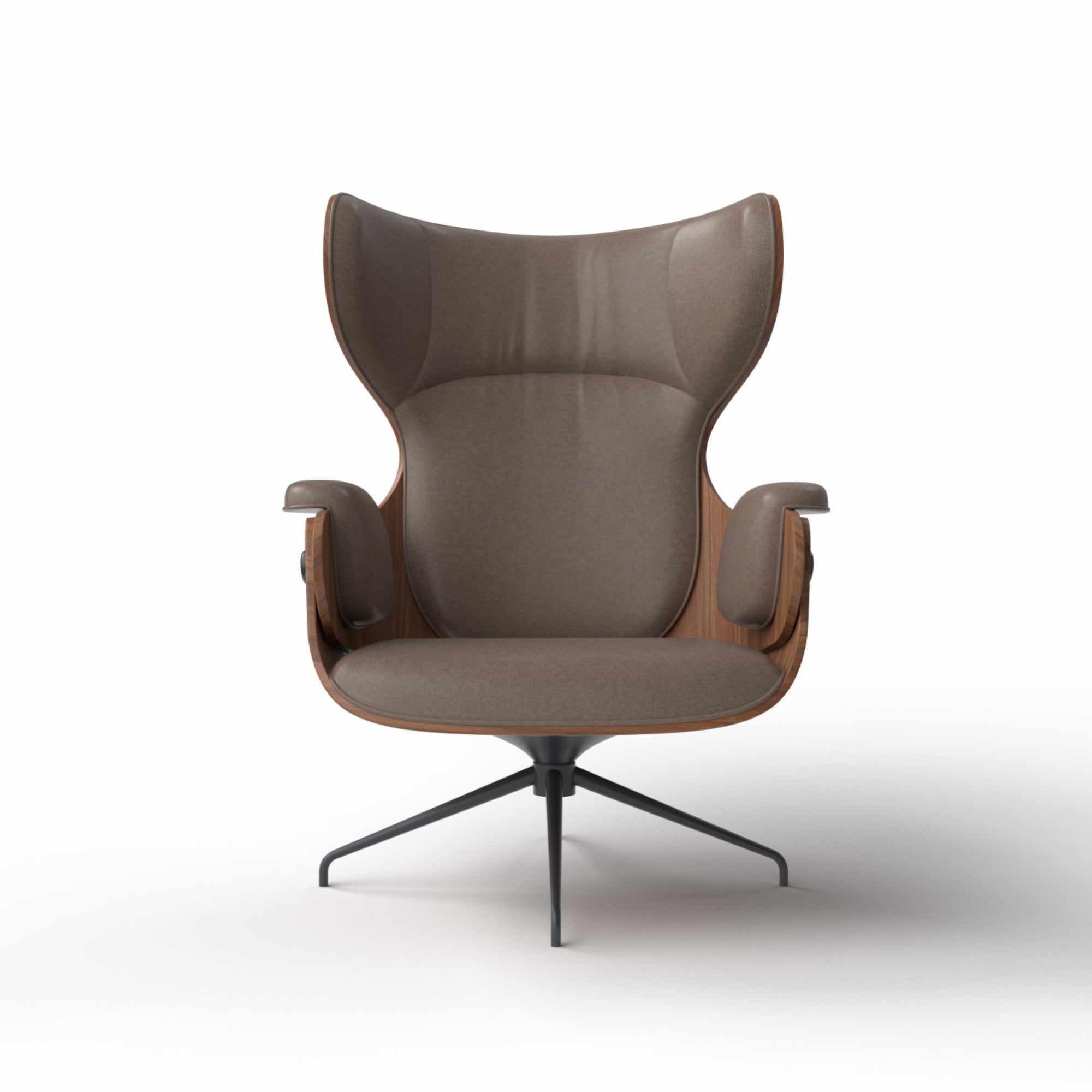 Lounger Armchair - Anthracite Grey/Walnut/Leather S (Clay S45)