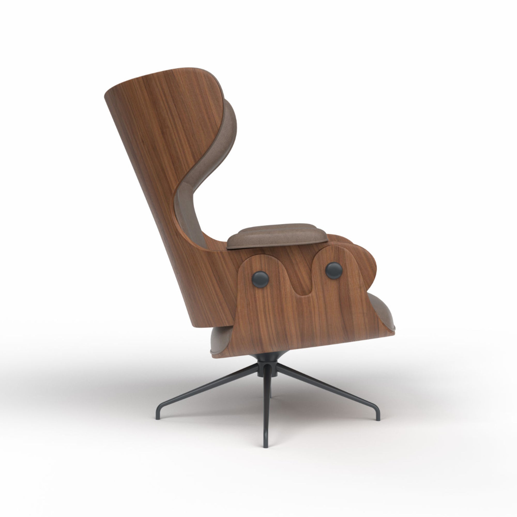 Lounger Armchair - Anthracite Grey/Walnut/Leather S (Clay S45)-3