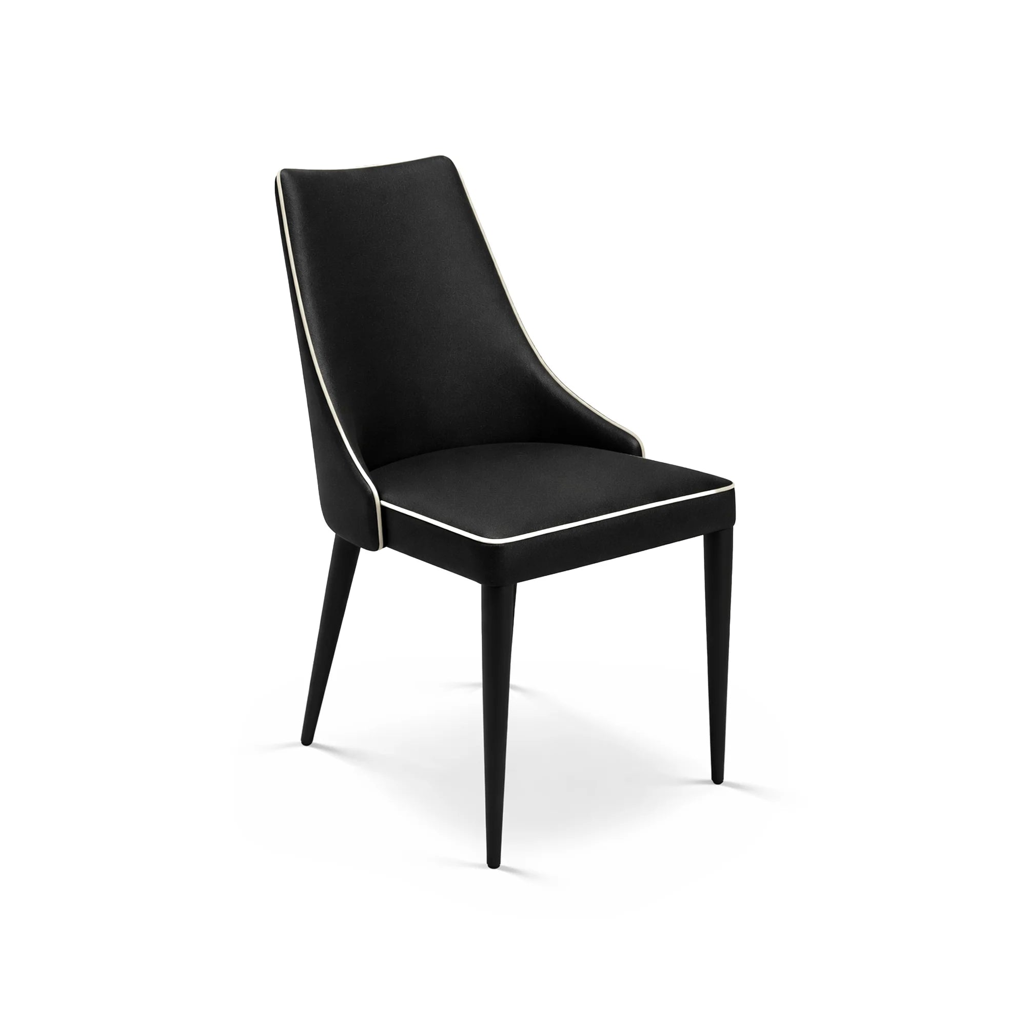 Clara 40.11 Dining Chair - Ecoleather (Black with White Cordonet TR504T)-1