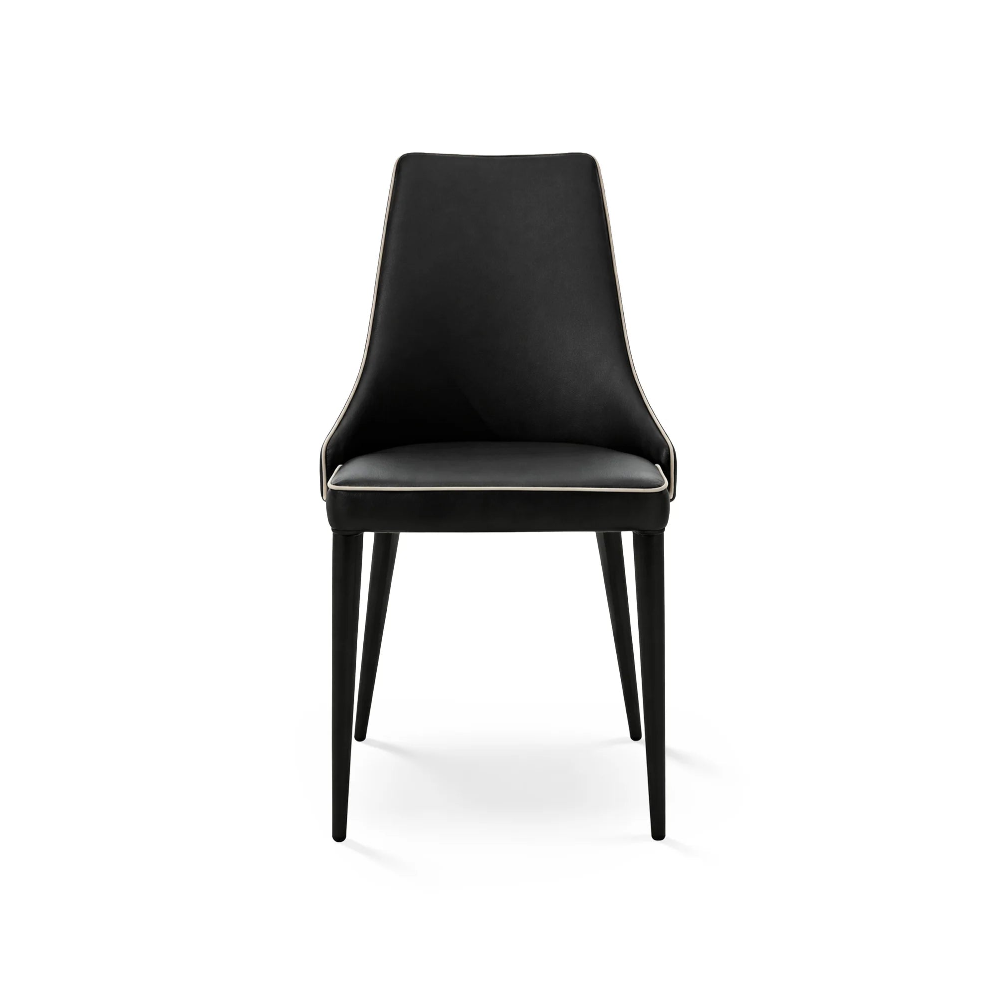 Clara 40.11 Dining Chair - Ecoleather (Black with White Cordonet TR504T)-2
