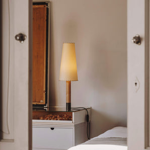 Basica M2 Table Lamp - Nickel/Stitched Beige Patchment