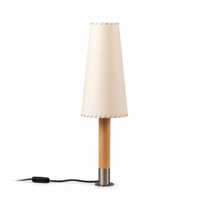 Basica M2 Table Lamp - Nickel/Stitched Beige Patchment