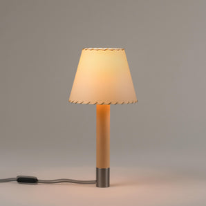 Basica M1 Table Lamp - Nickel/Stitched Beige Parchment