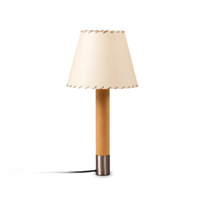 Basica M1 Table Lamp - Nickel/Stitched Beige Parchment