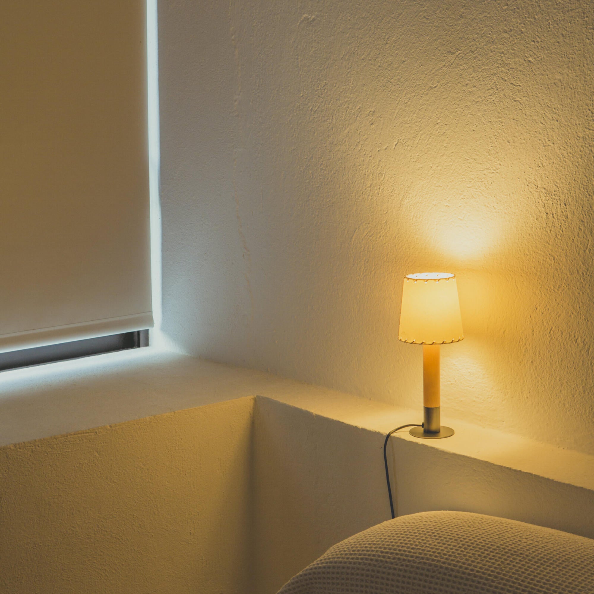 Basica Minima Table Lamp  - Bronze/Stitched Beige Parchment-3