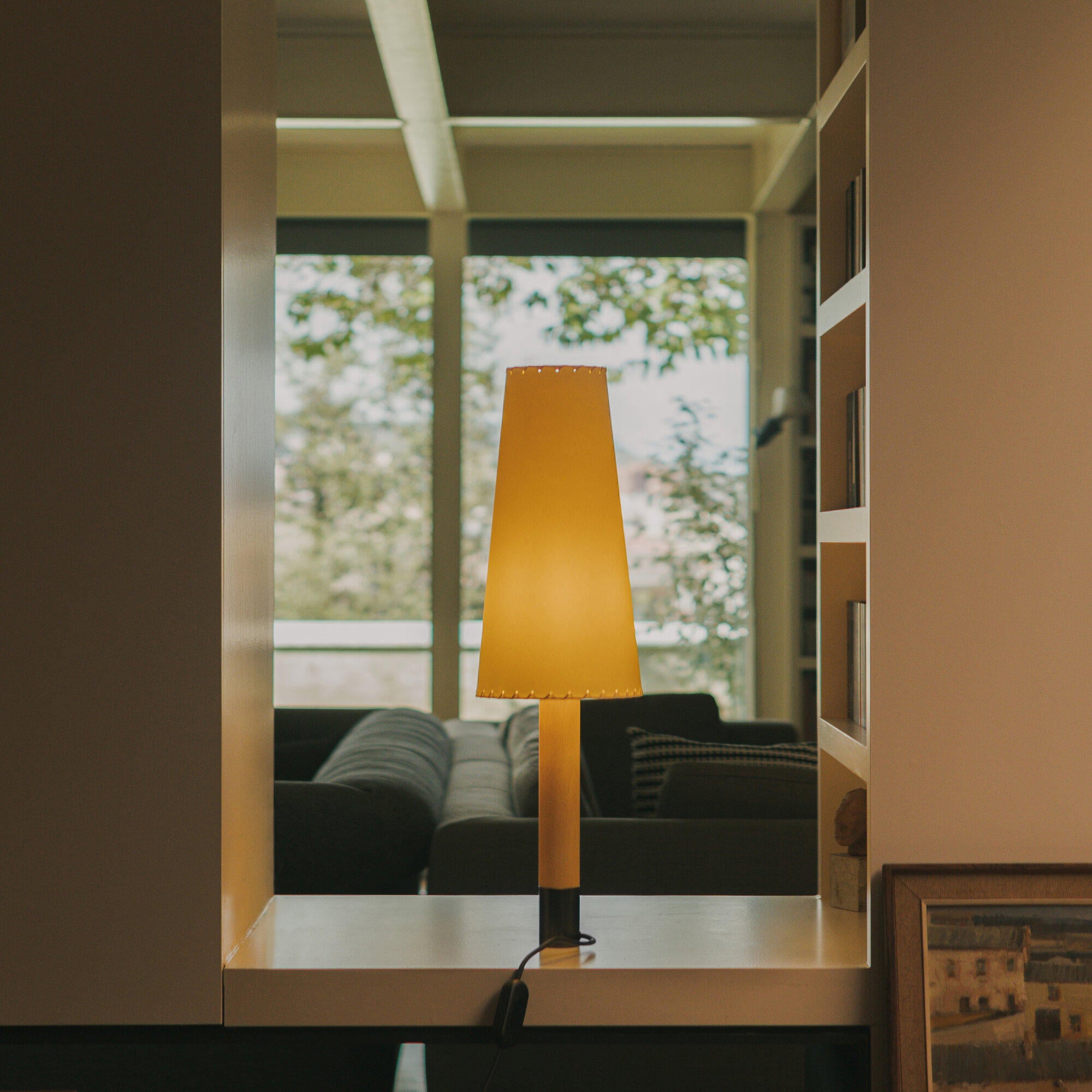 Basica M2 Table Lamp - Bronze/Stitched Beige Patchment-4